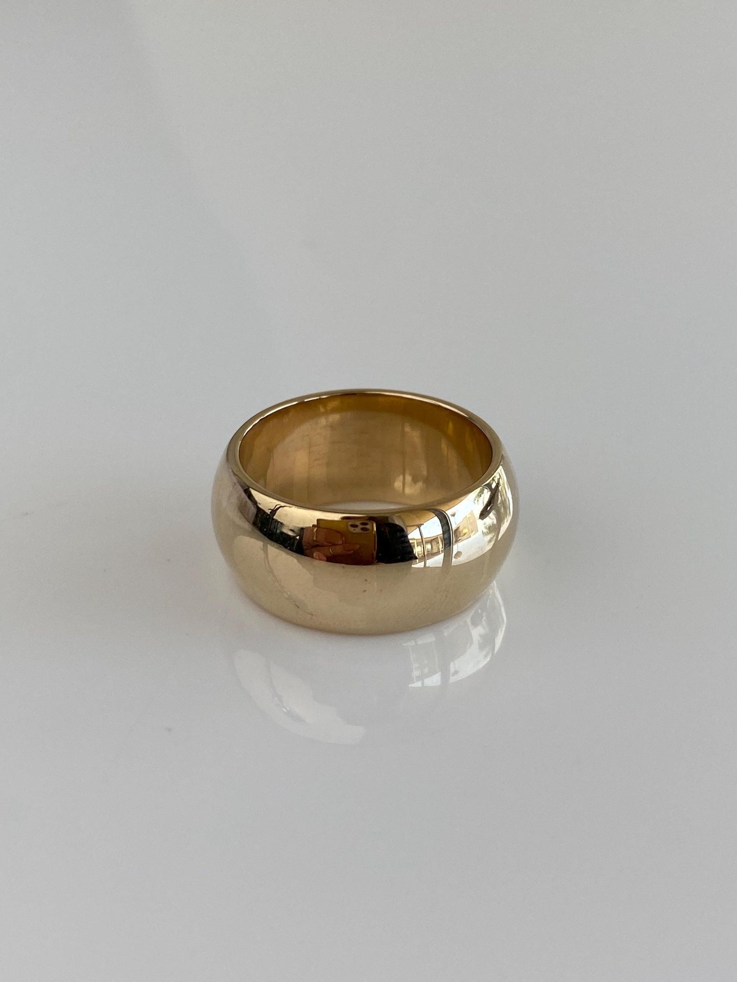 Vintage Solid 14k Yellow Gold Wide Ring Band - Size 6.5