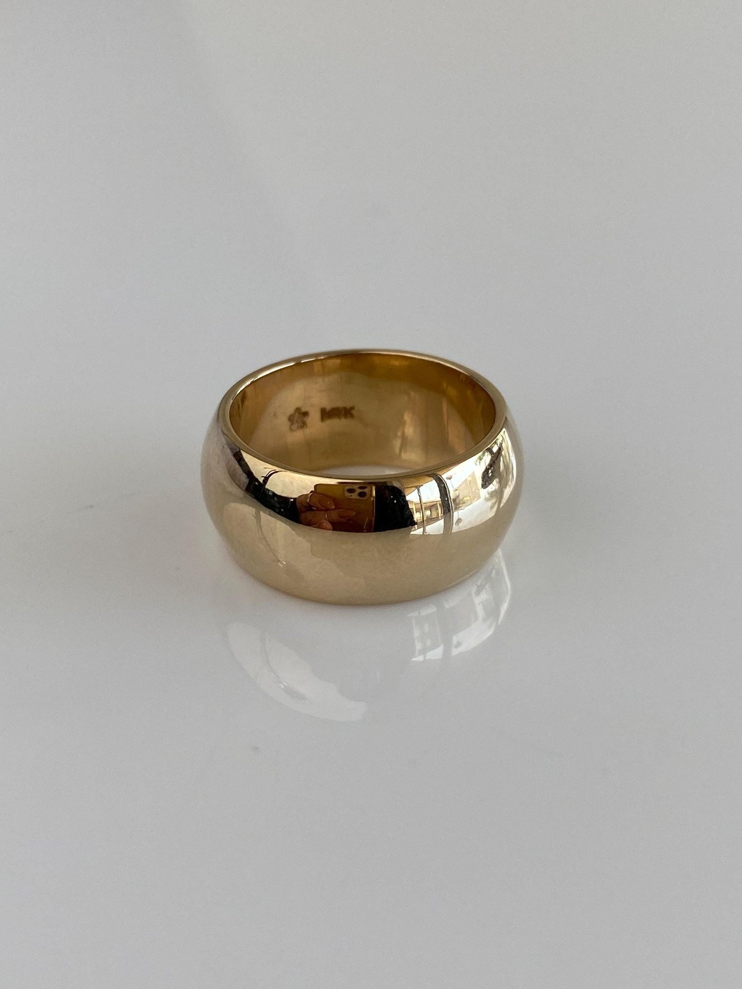 Vintage Solid 14k Yellow Gold Wide Ring Band - Size 6.5