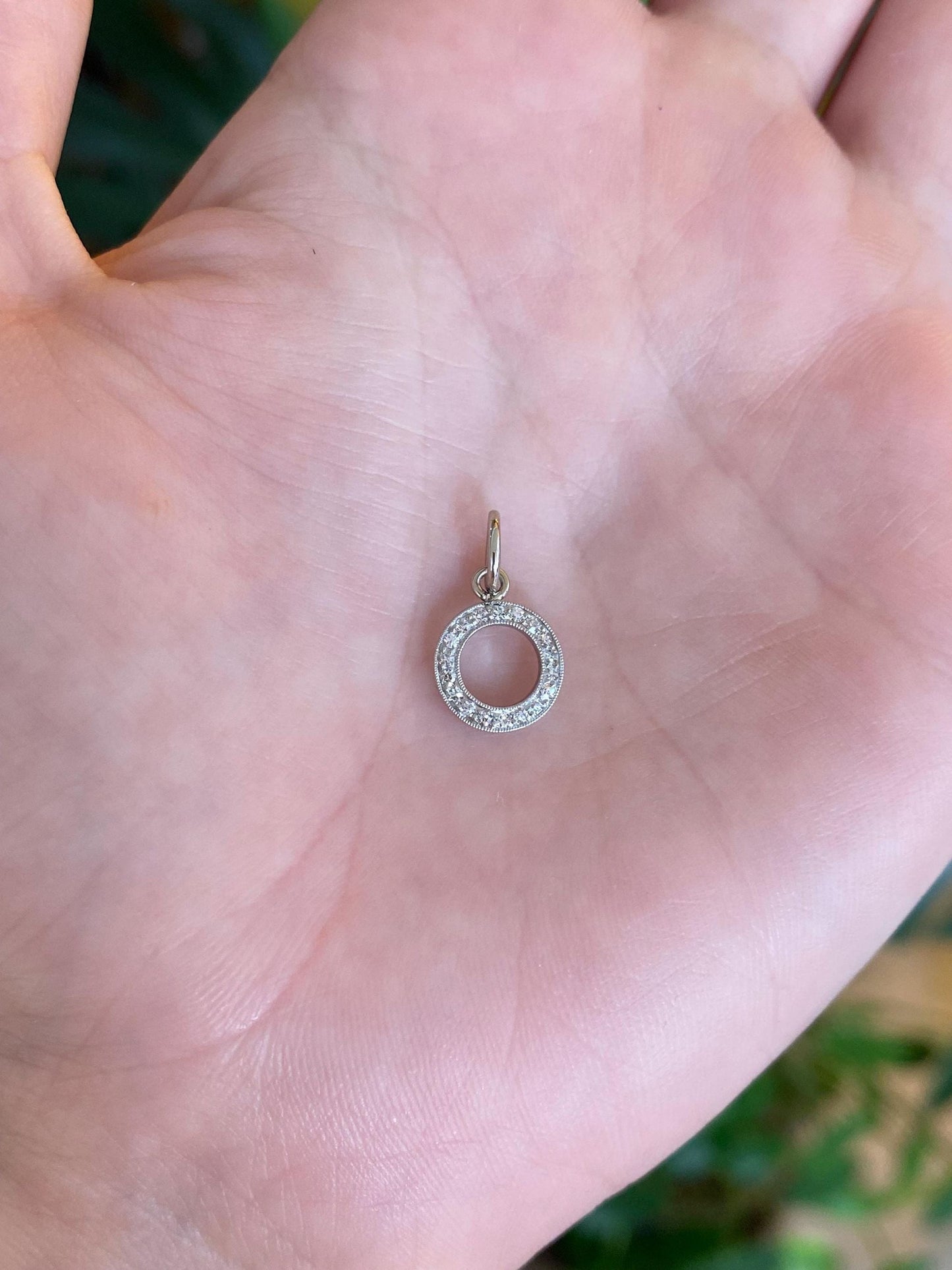 Vintage Solid Platinum Diamond Circle Charm
