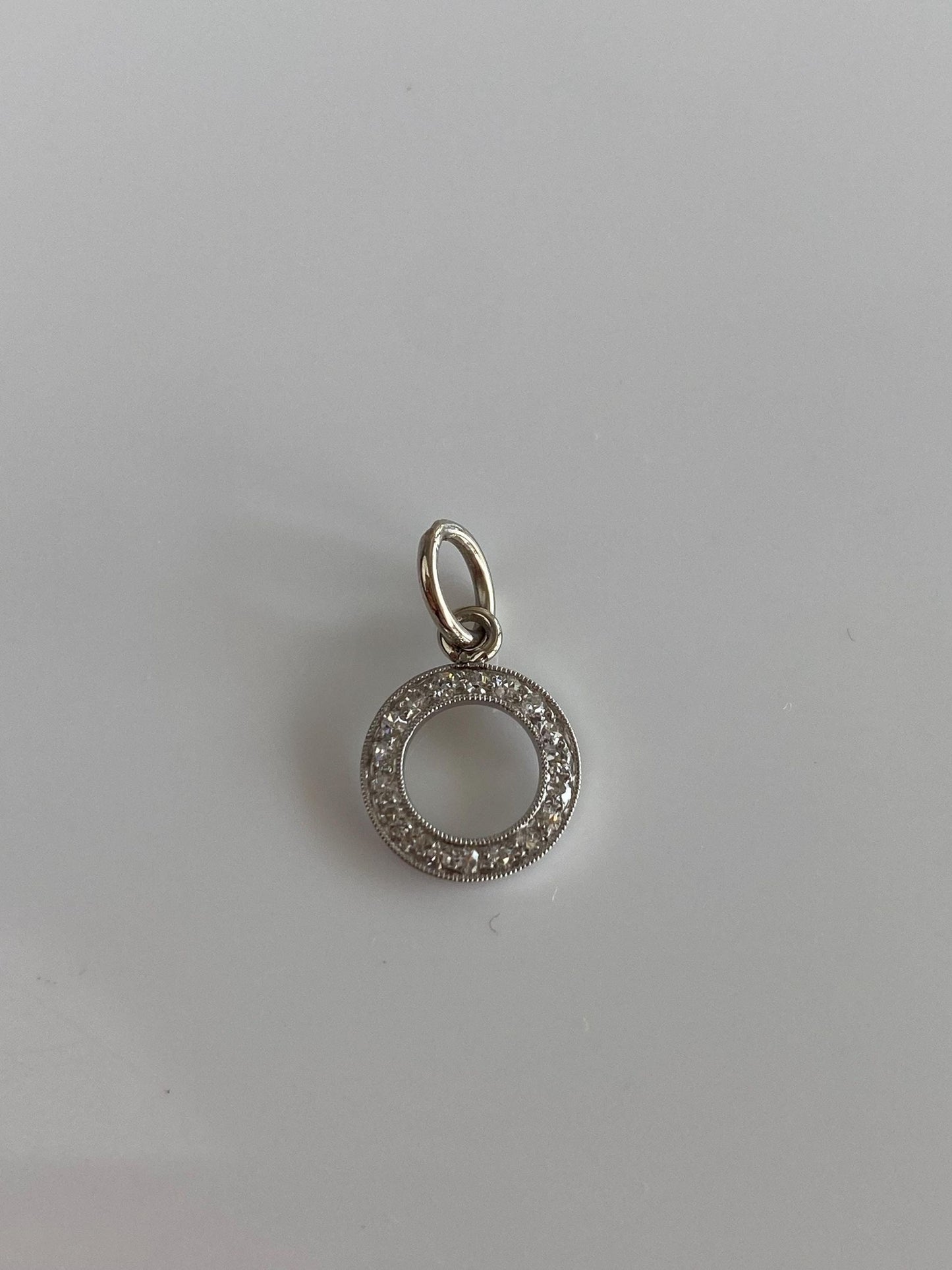Vintage Solid Platinum Diamond Circle Charm