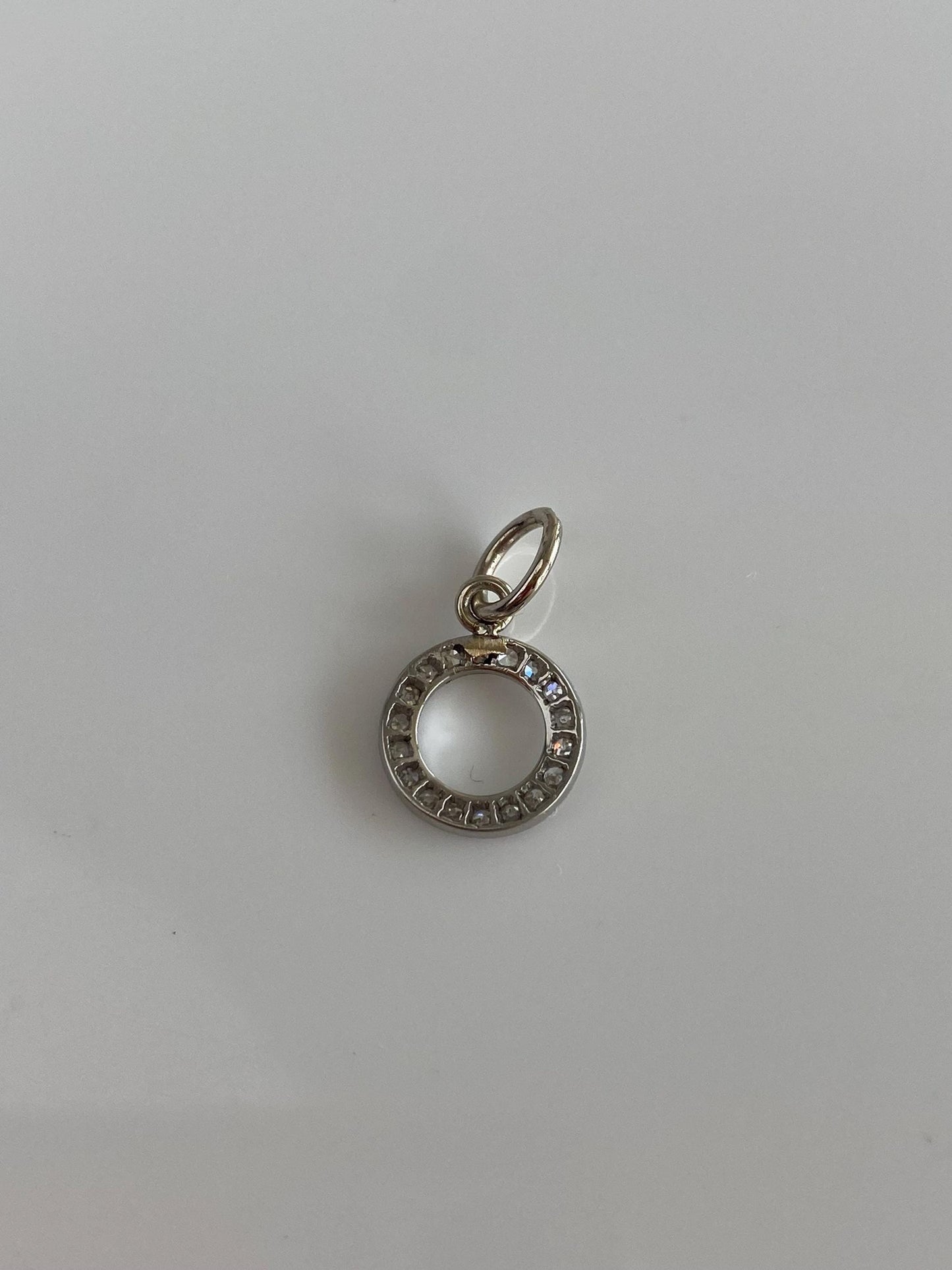 Vintage Solid Platinum Diamond Circle Charm