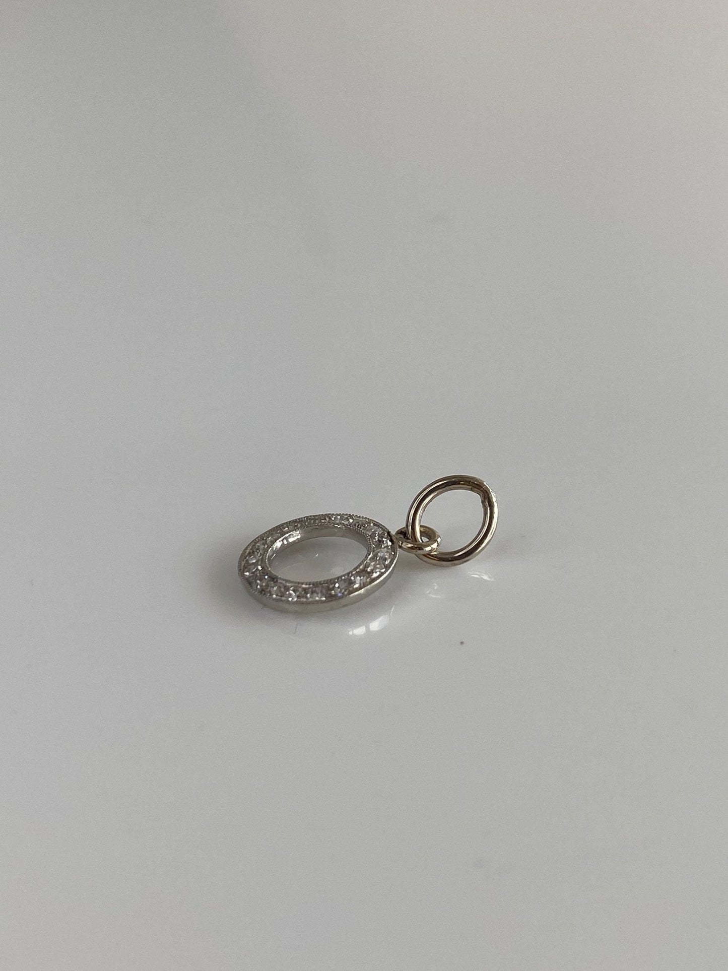 Vintage Solid Platinum Diamond Circle Charm