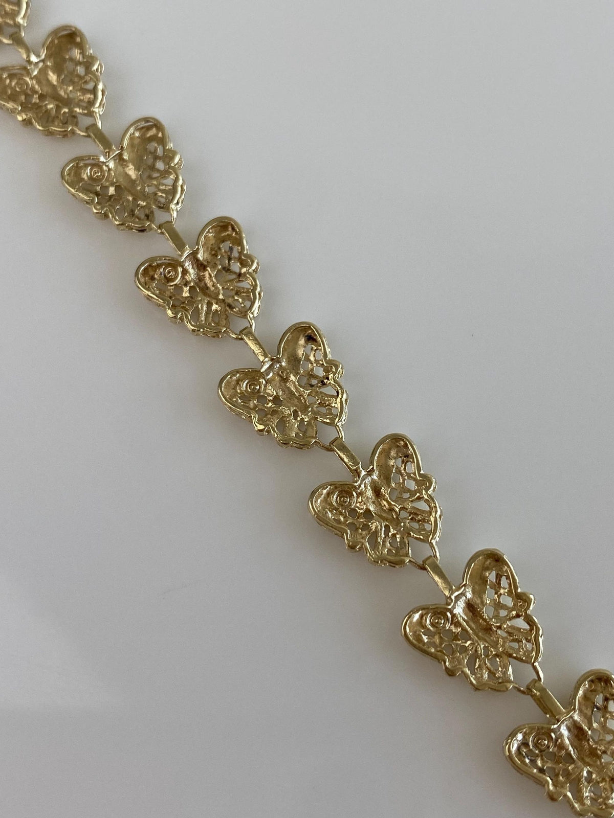Solid 10k Yellow Gold Diamond Cut Butterfly Link Bracelet - 7.25 inches
