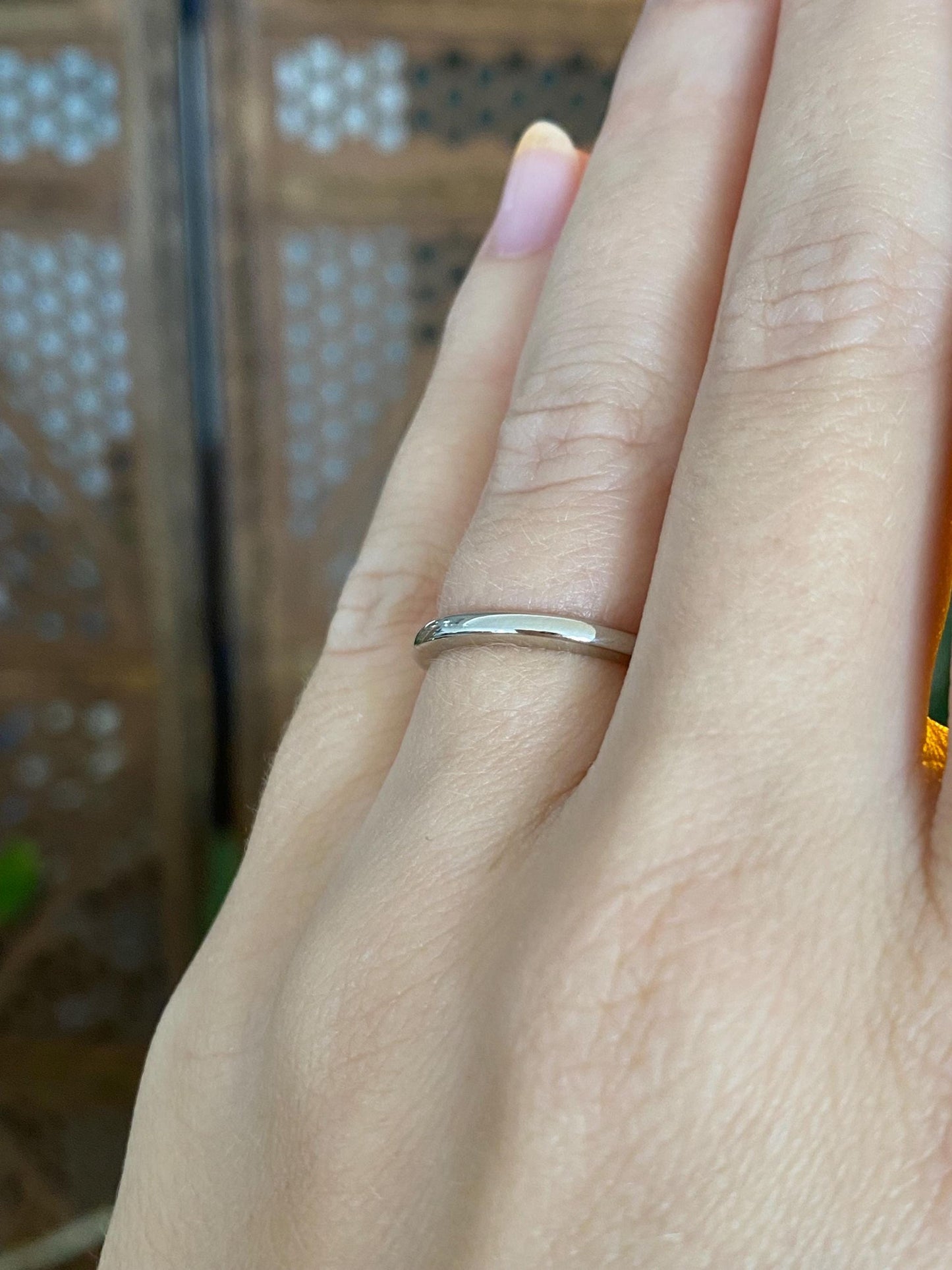 Vintage Solid 14k White Gold Ring Band - Size 5