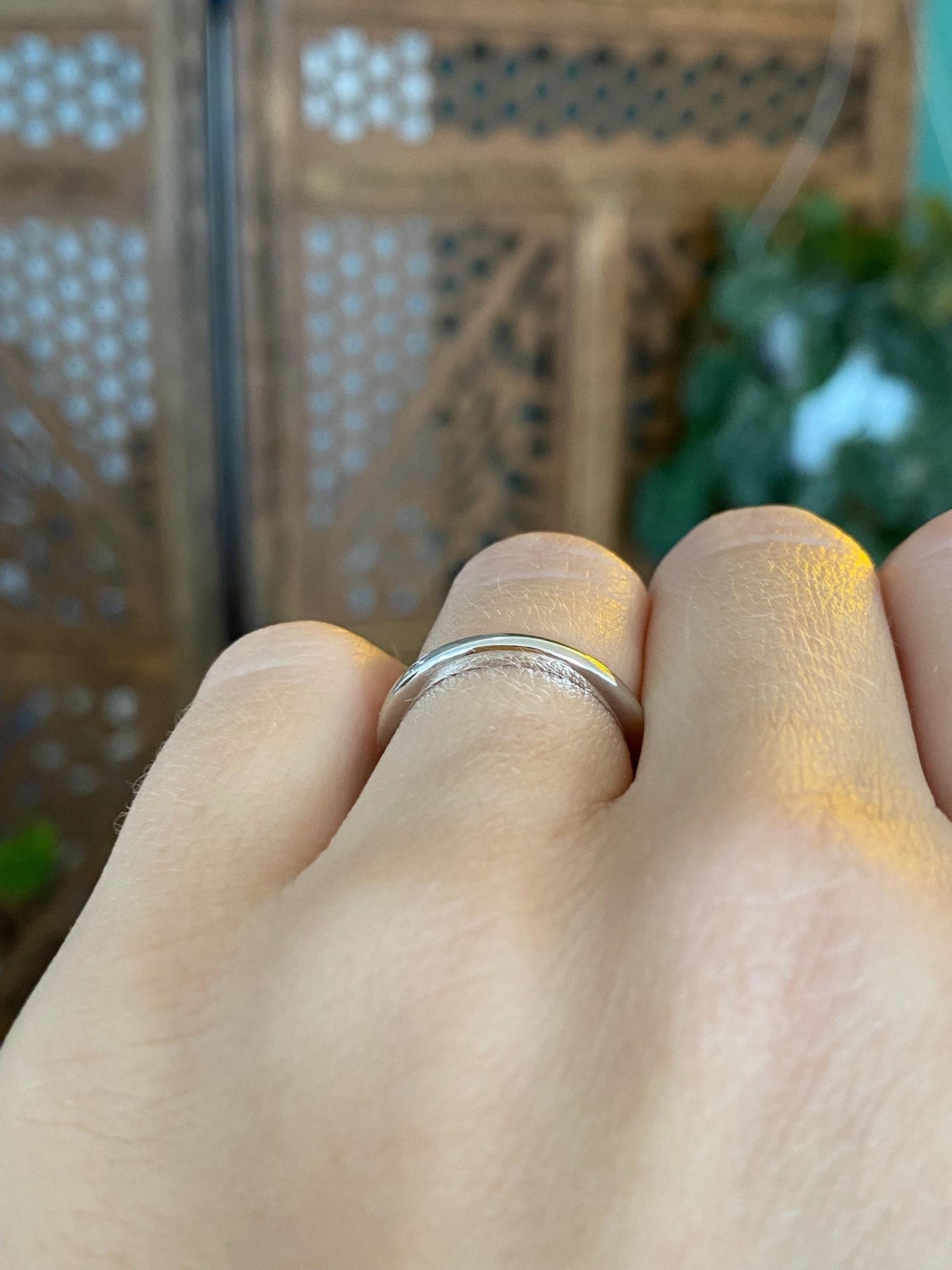 Vintage Solid 14k White Gold Ring Band - Size 5