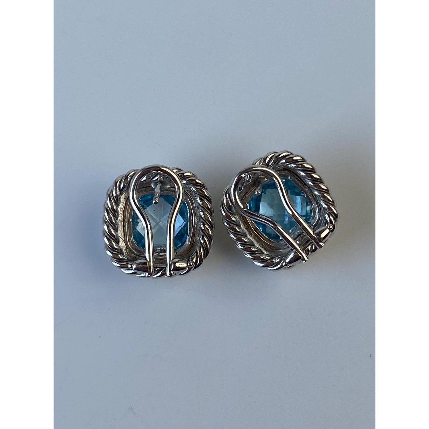 Vintage Solid 14k White & Yellow Gold Topaz Stud Earrings