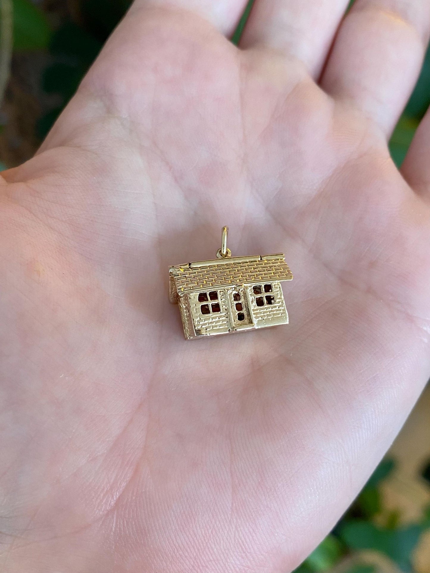 Vintage Solid 14k Yellow Gold Articulated House Charm