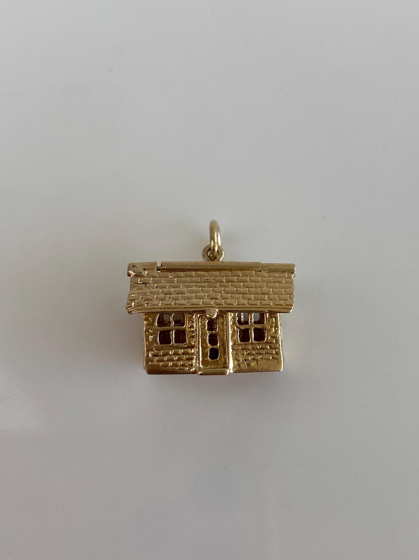 Vintage Solid 14k Yellow Gold Articulated House Charm