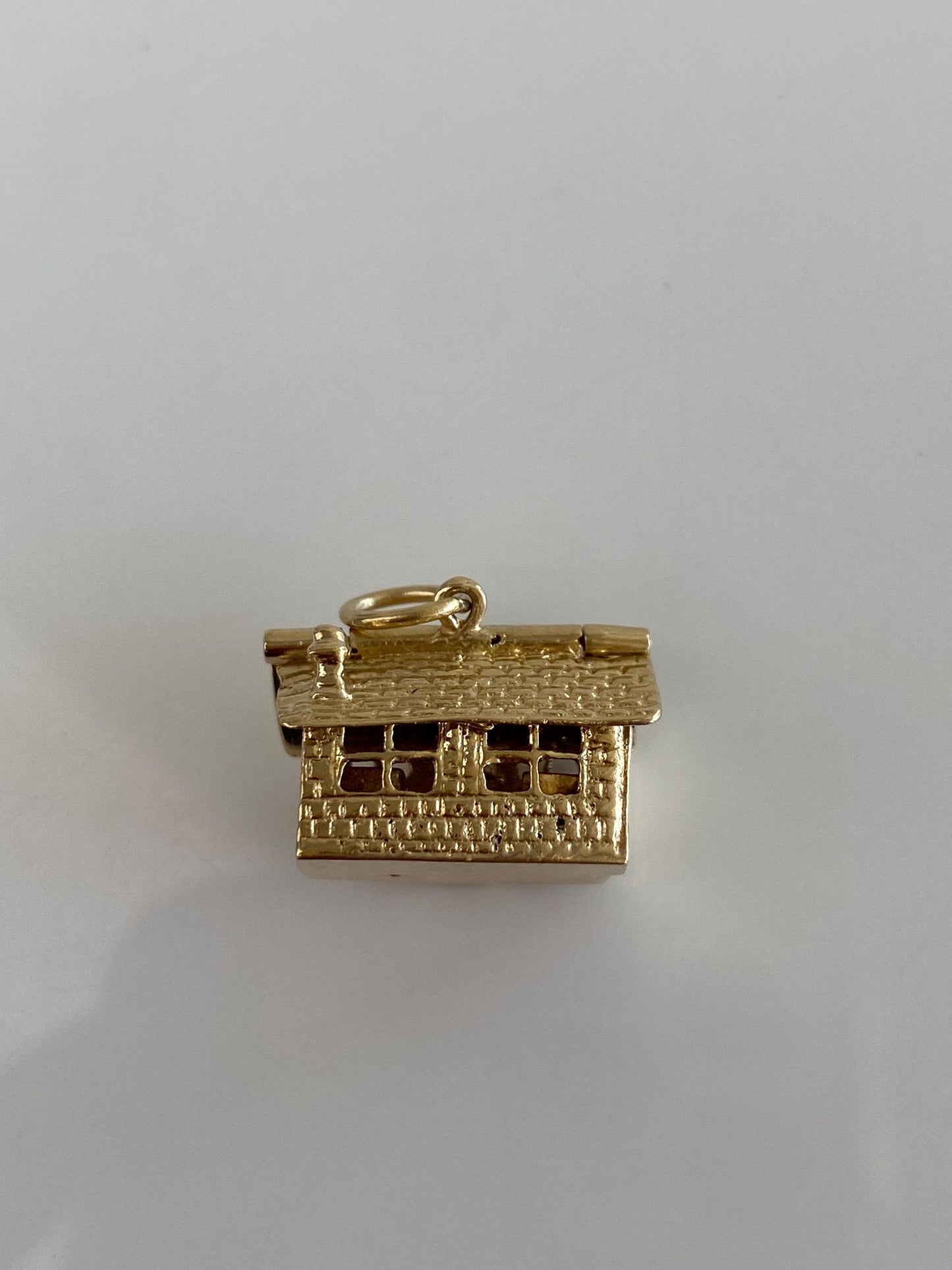 Vintage Solid 14k Yellow Gold Articulated House Charm