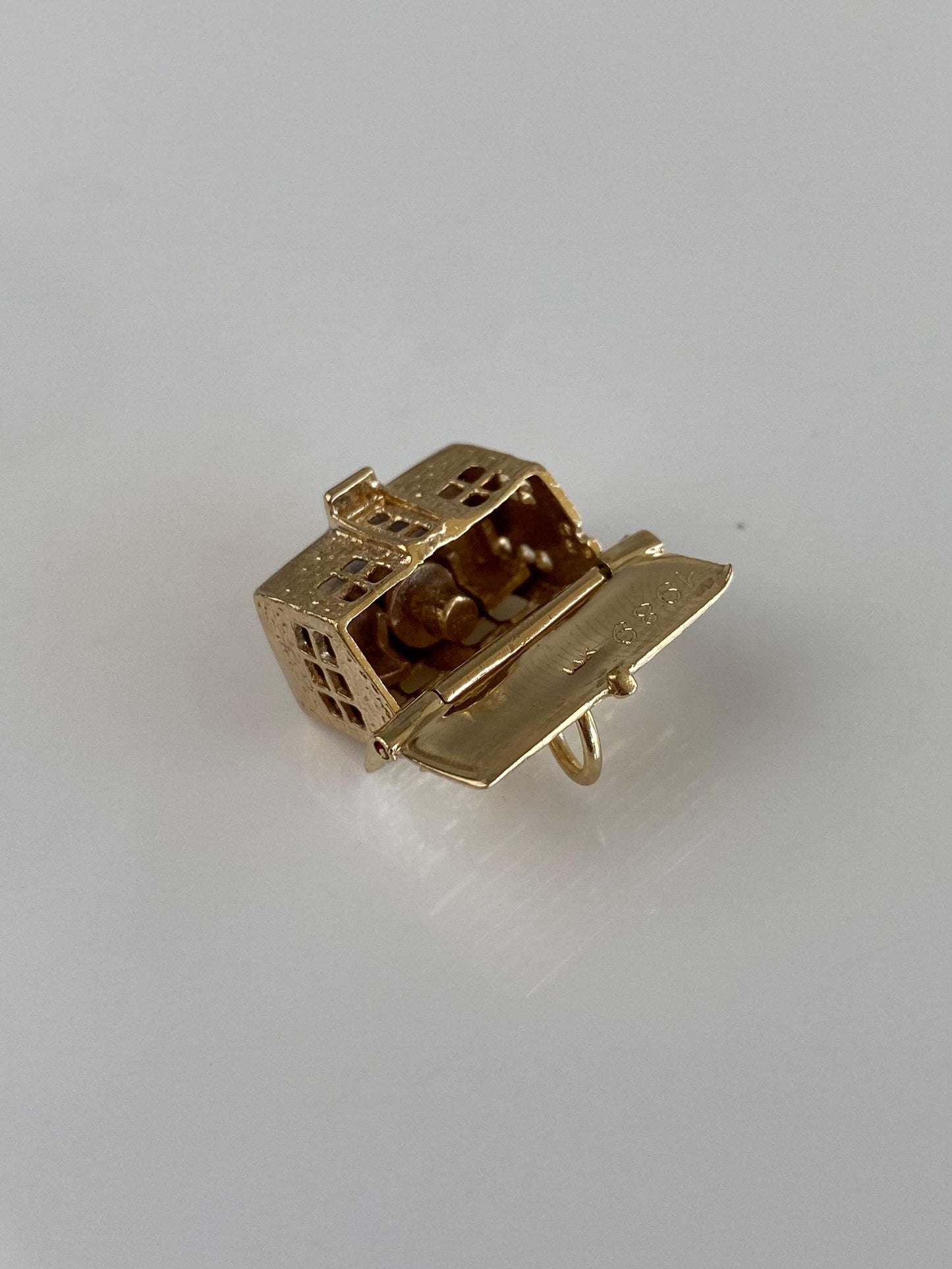 Vintage Solid 14k Yellow Gold Articulated House Charm