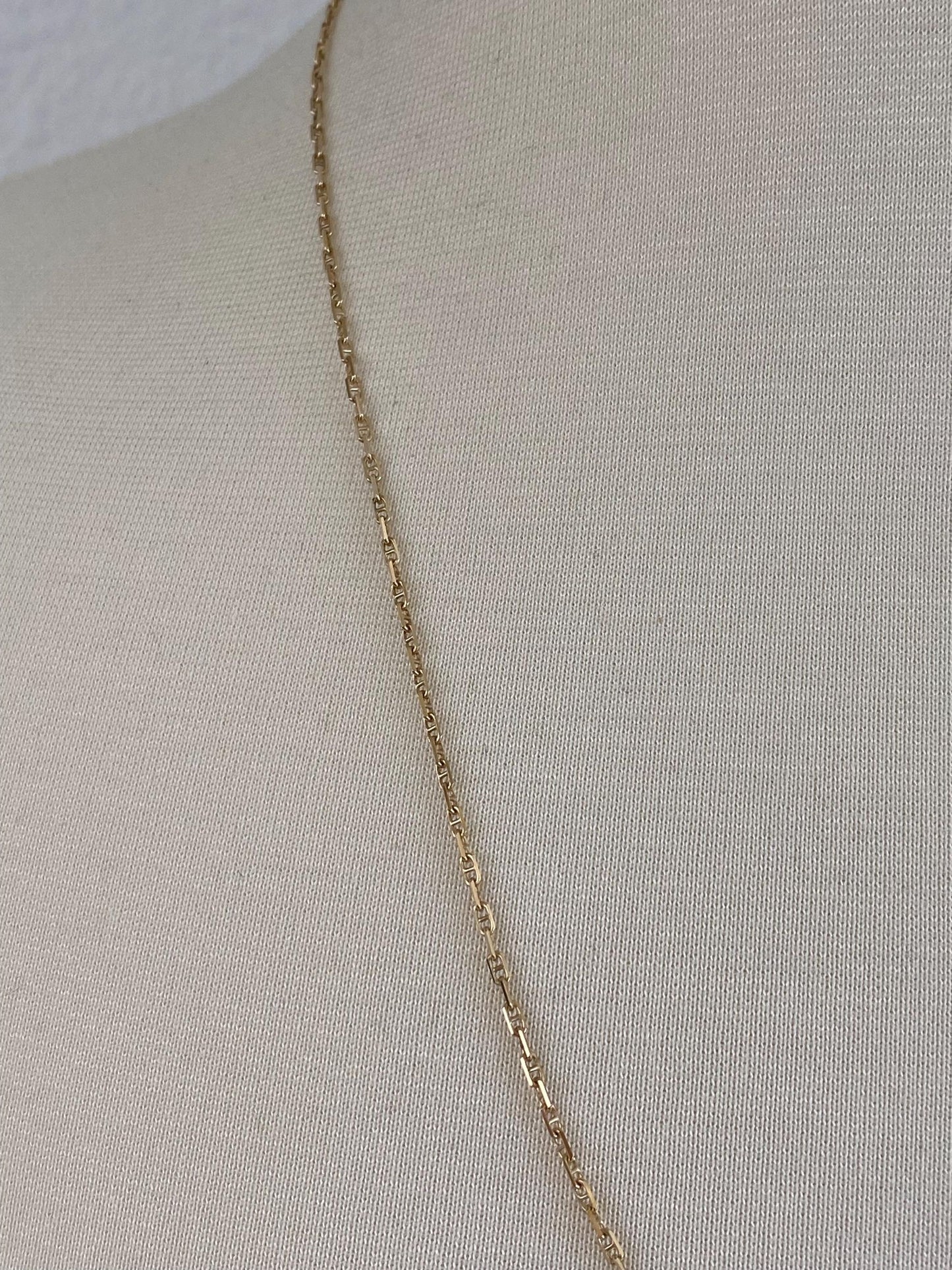 Vintage Solid 14k Yellow Gold Slim Mariner Link Chain Necklace - 24.25 inches