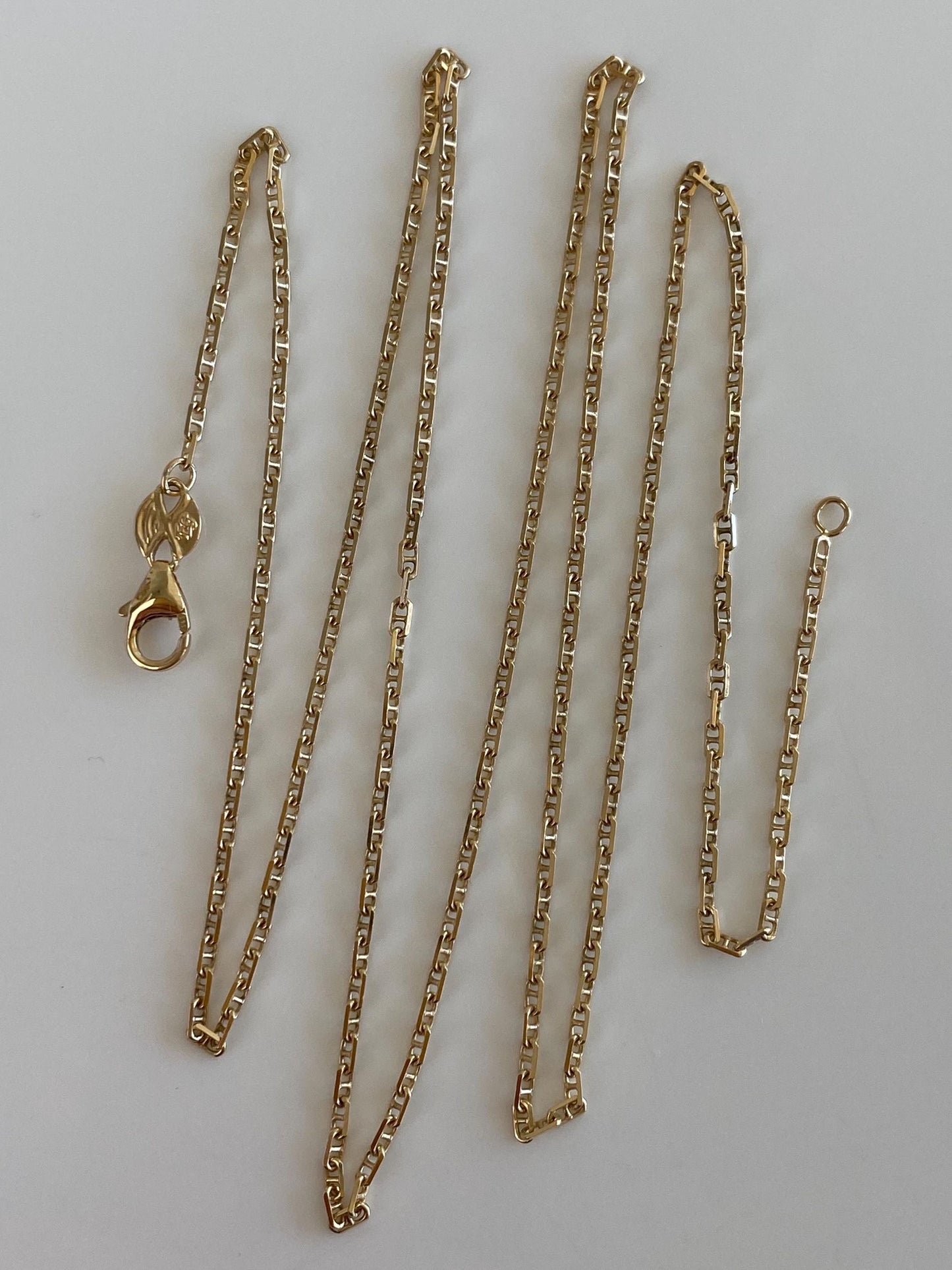 Vintage Solid 14k Yellow Gold Slim Mariner Link Chain Necklace - 24.25 inches