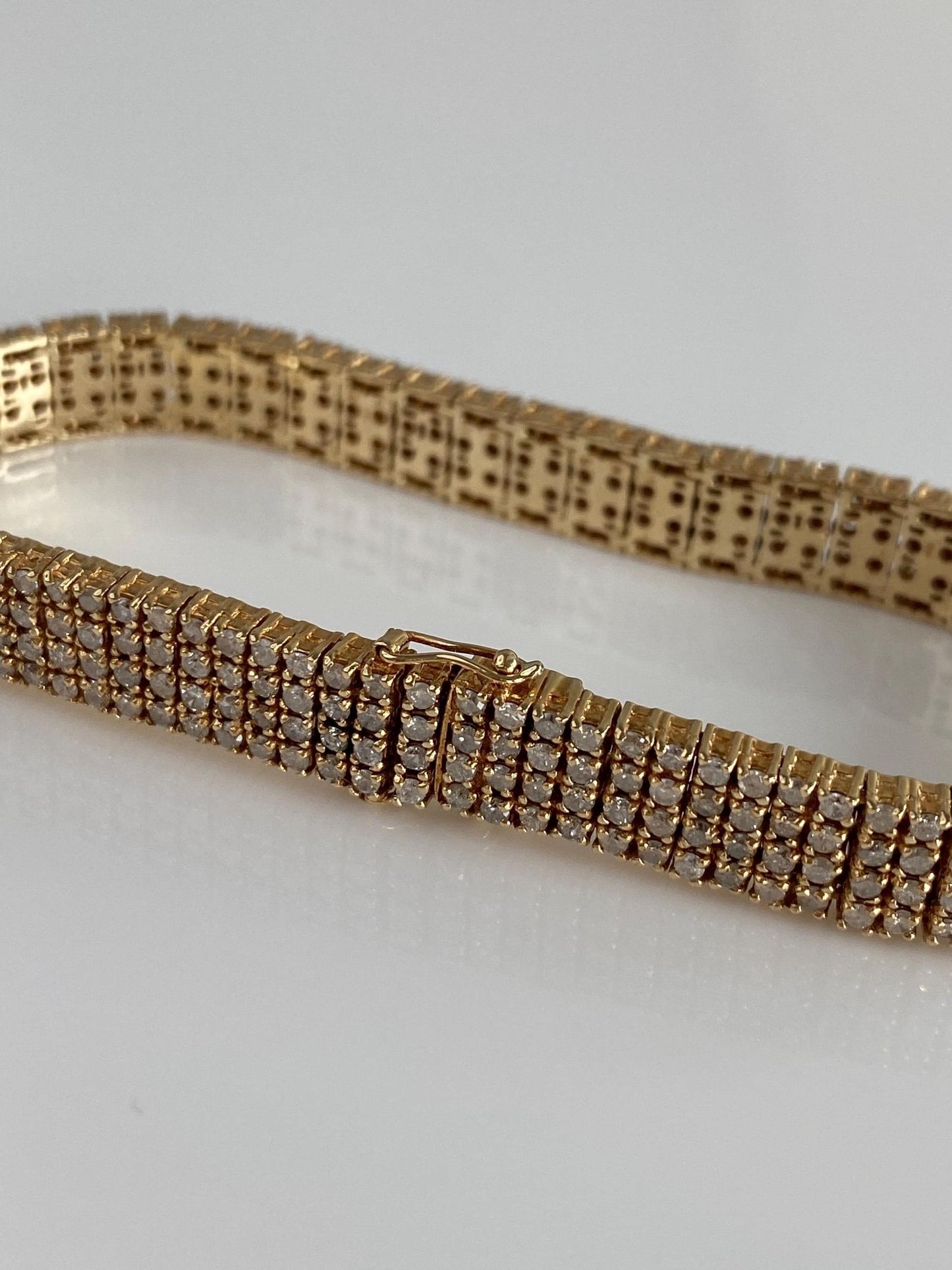 Vintage Solid 14k Yellow Gold Diamond Bracelet - 7 inches