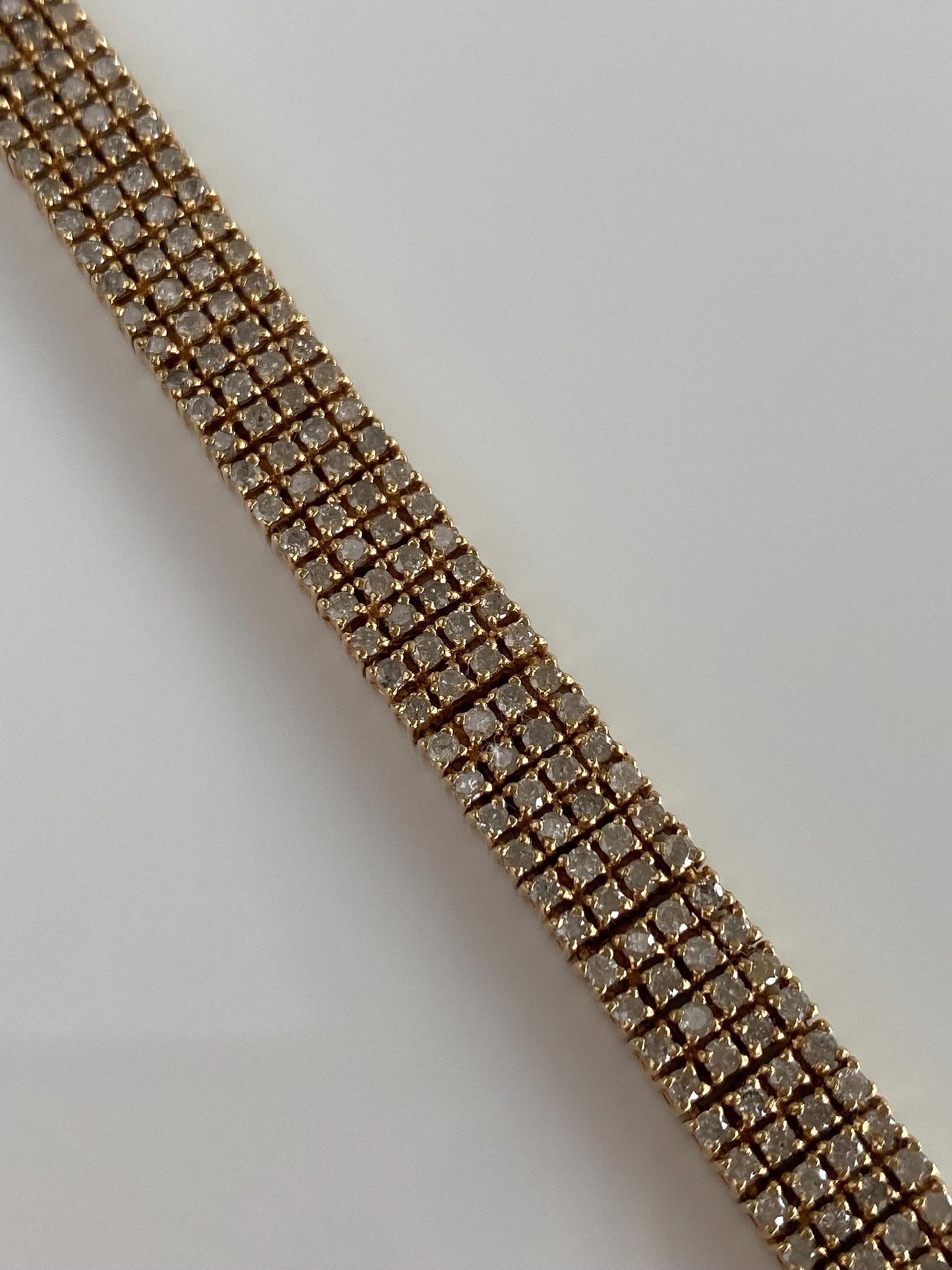 Vintage Solid 14k Yellow Gold Diamond Bracelet - 7 inches