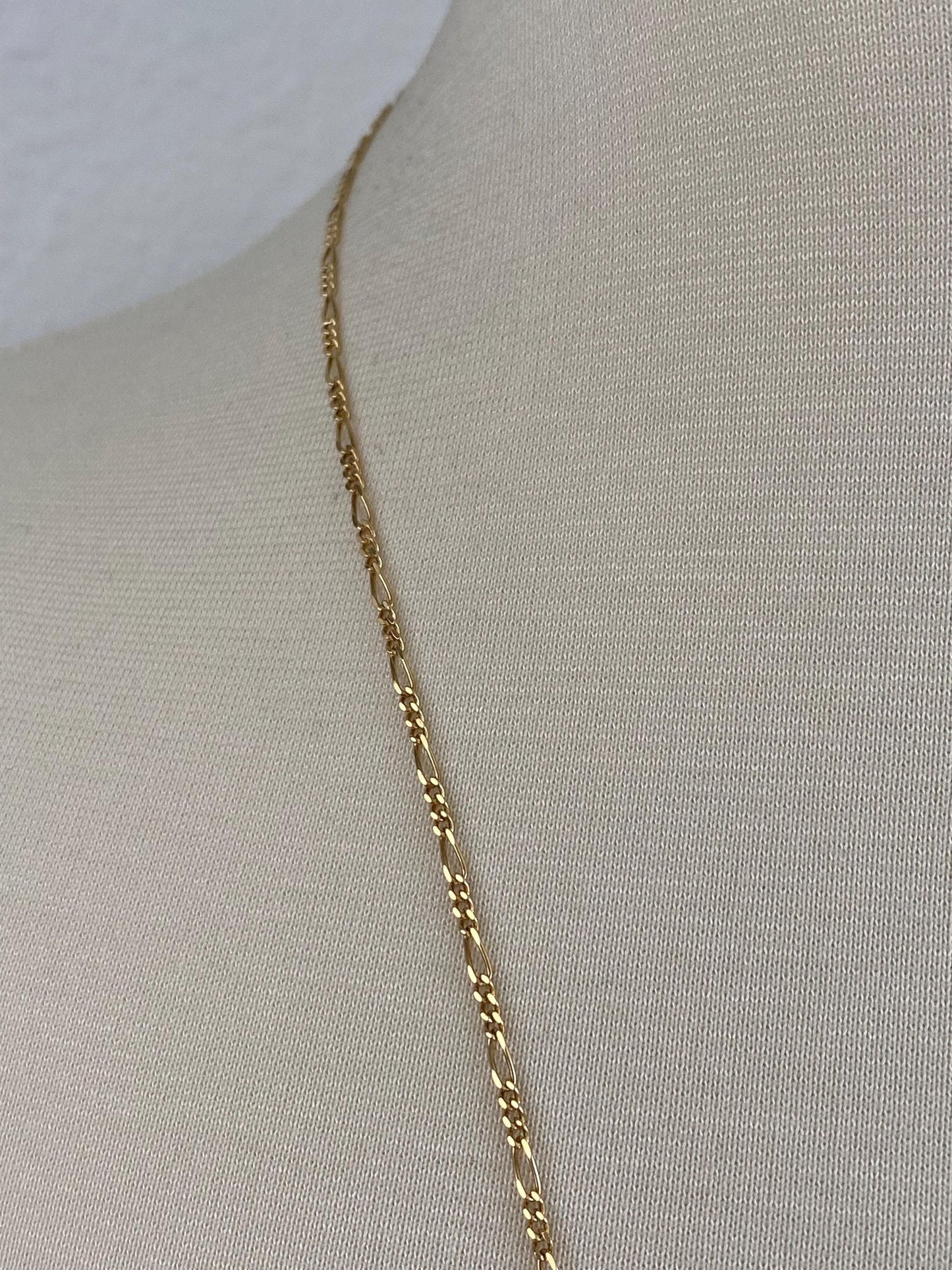 Vintage Solid 18k Yellow Gold Figaro Chain Necklace - 24.25 inches