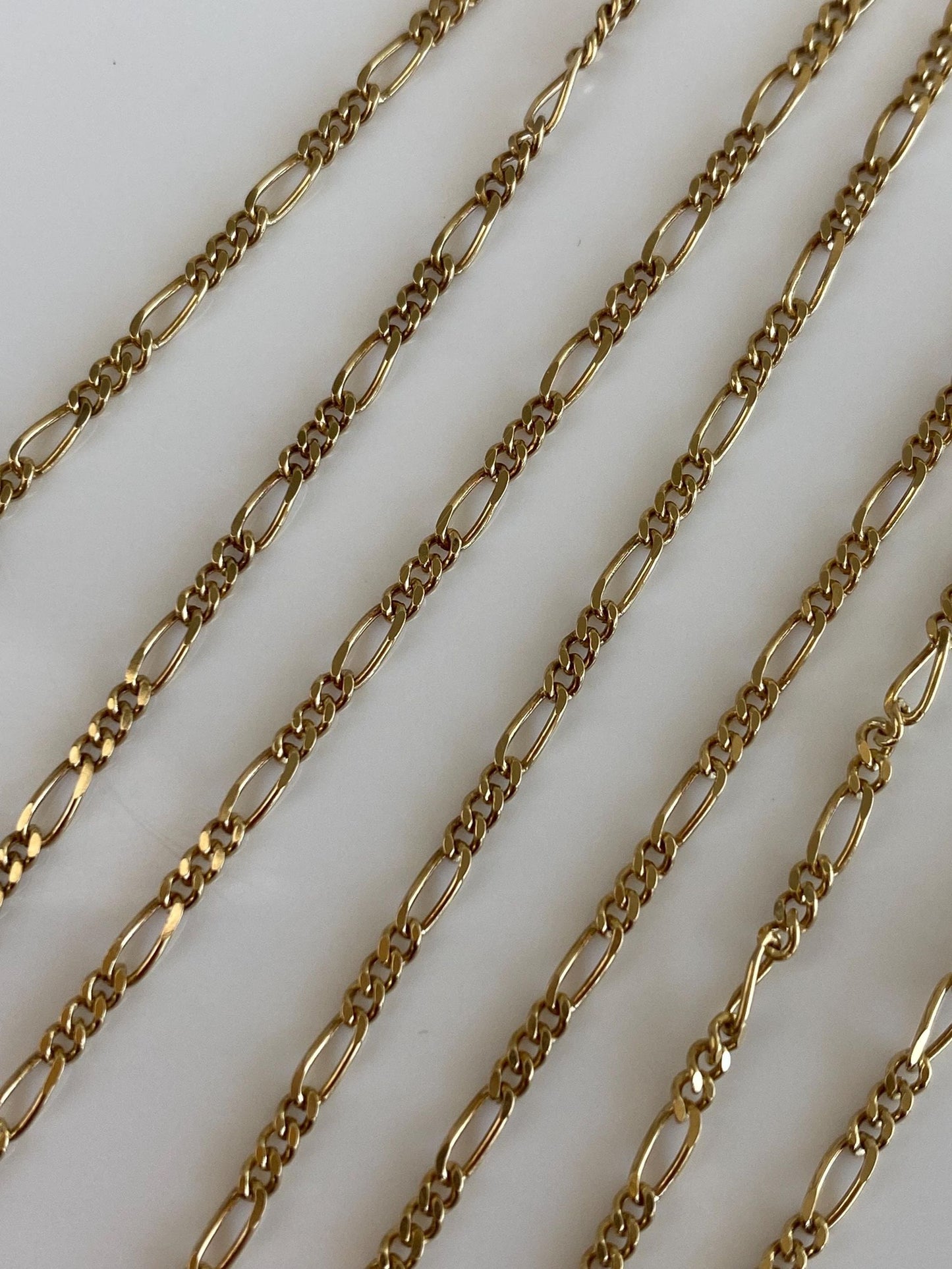 Vintage Solid 18k Yellow Gold Figaro Chain Necklace - 24.25 inches