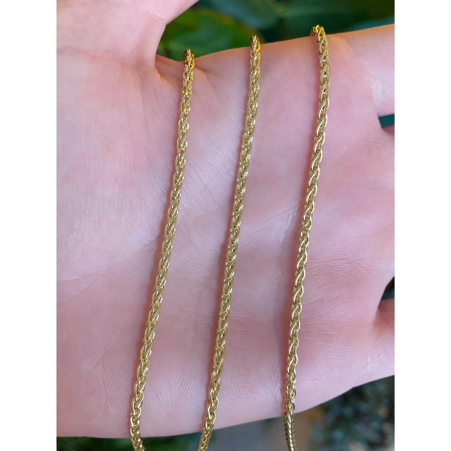Solid 14k Yellow Gold Wheat Chain Necklace - 24 inches