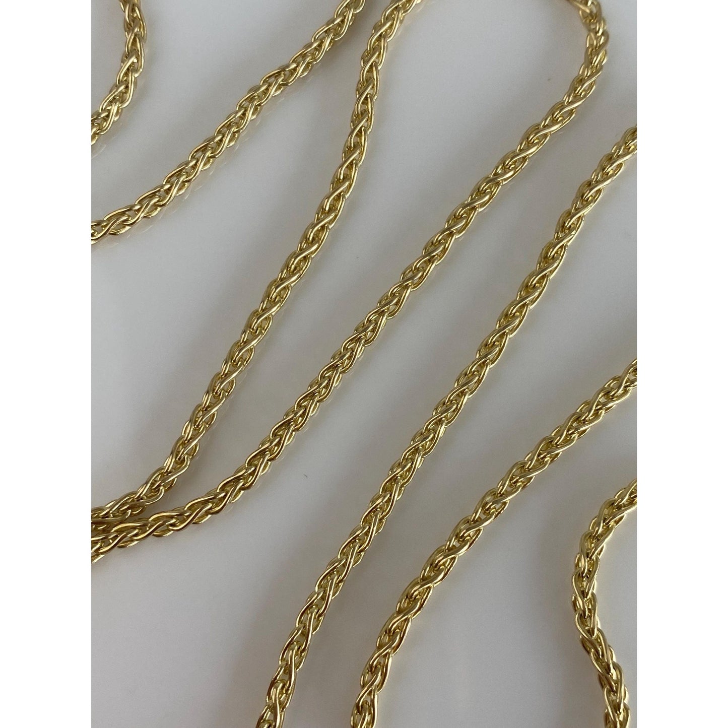 Solid 14k Yellow Gold Wheat Chain Necklace - 24 inches