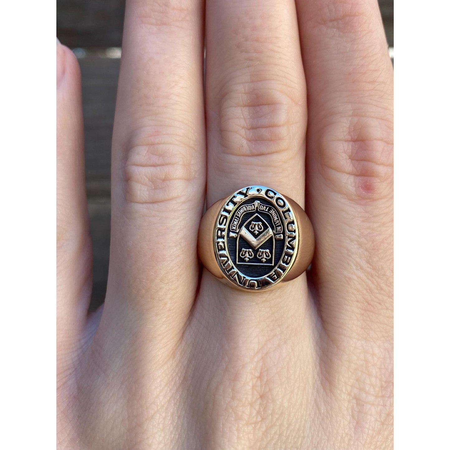 Vintage Solid 10k Yellow Gold Columbia University Signet Ring - Size 7