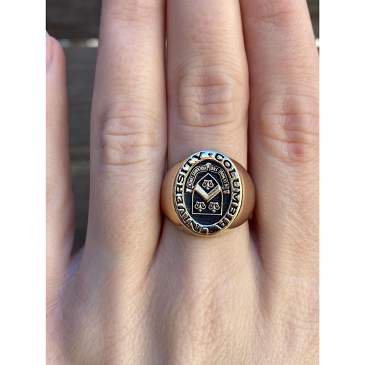 Vintage Solid 10k Yellow Gold Columbia University Signet Ring - Size 7