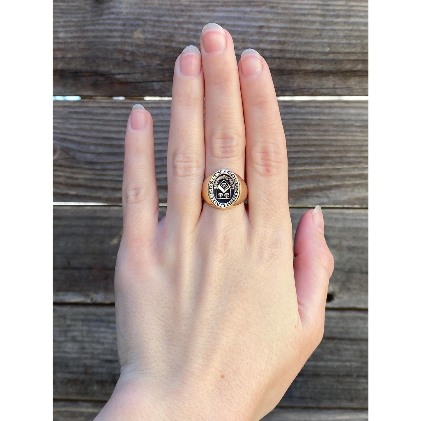 Vintage Solid 10k Yellow Gold Columbia University Signet Ring - Size 7