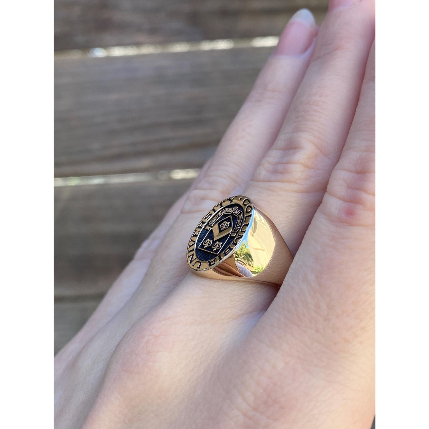 Vintage Solid 10k Yellow Gold Columbia University Signet Ring - Size 7