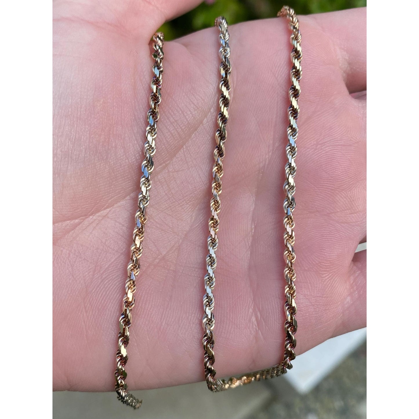 Vintage Solid 14k Tri Tone Gold Rope Chain Necklace - 20 inches
