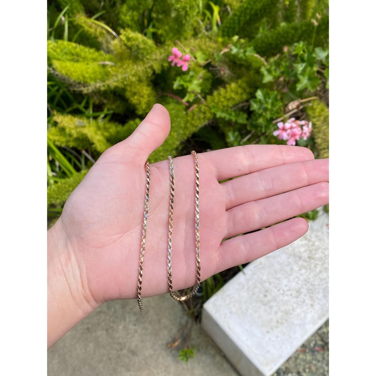 Vintage Solid 14k Tri Tone Gold Rope Chain Necklace - 20 inches