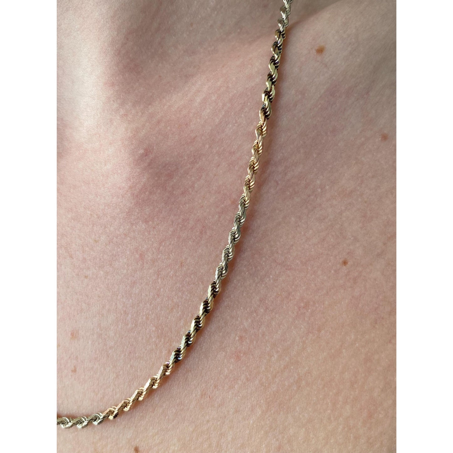 Vintage Solid 14k Tri Tone Gold Rope Chain Necklace - 20 inches