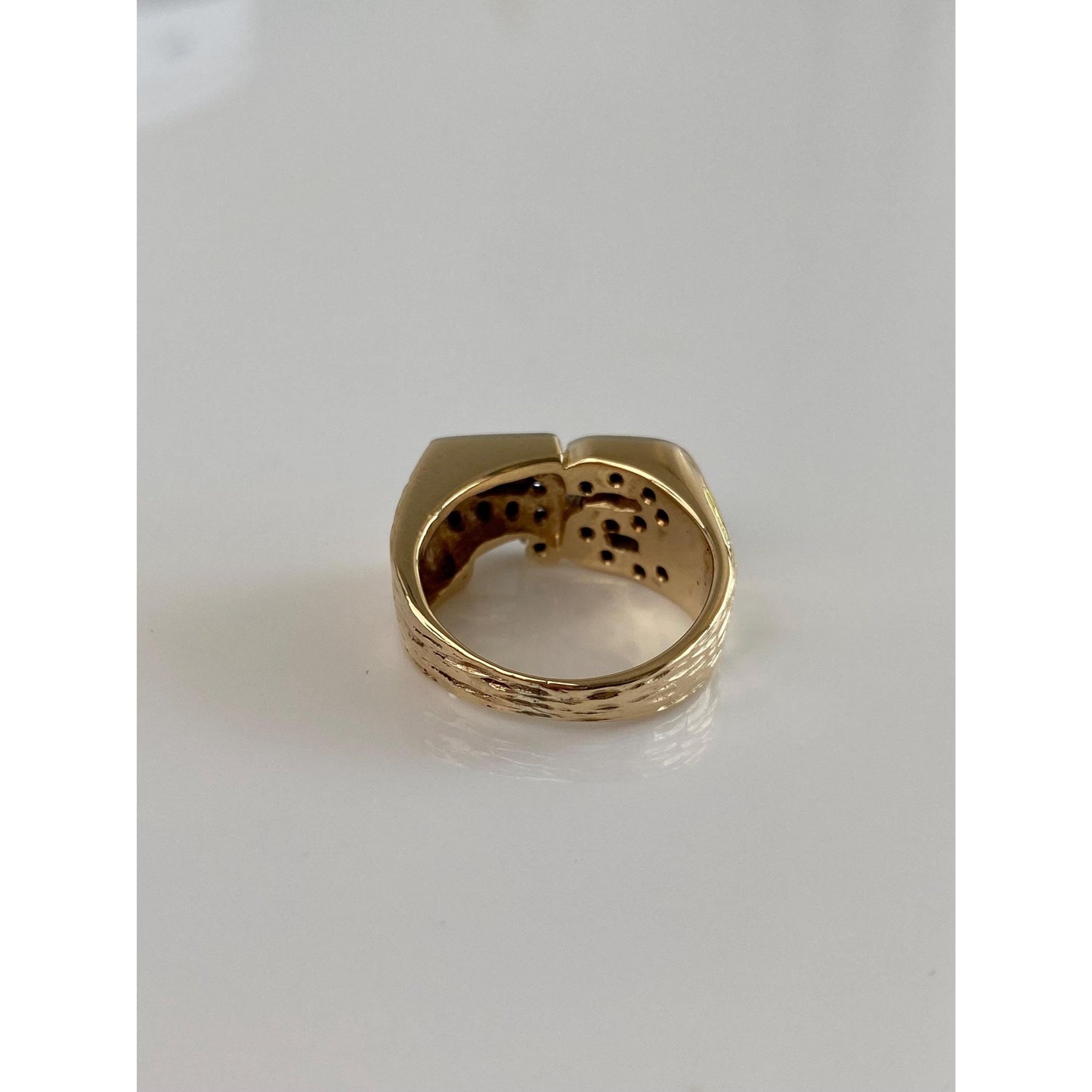 Vintage Solid 14k Yellow Gold Diamond Initial 'SF' Ring Band - Size 5.25