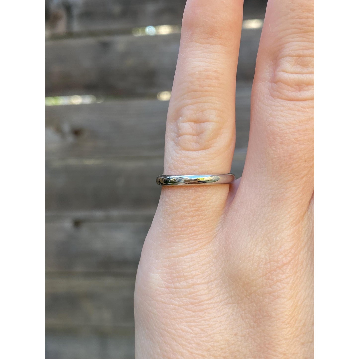 Vintage Solid 14k White Gold Slim Ring Band - Size 4.5