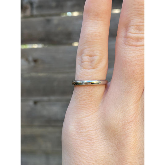 Vintage Solid 14k White Gold Slim Ring Band - Size 4.5