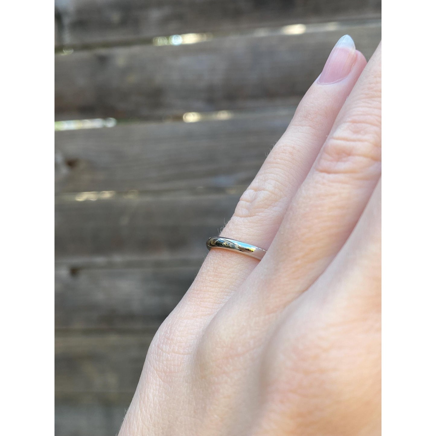 Vintage Solid 14k White Gold Slim Ring Band - Size 4.5