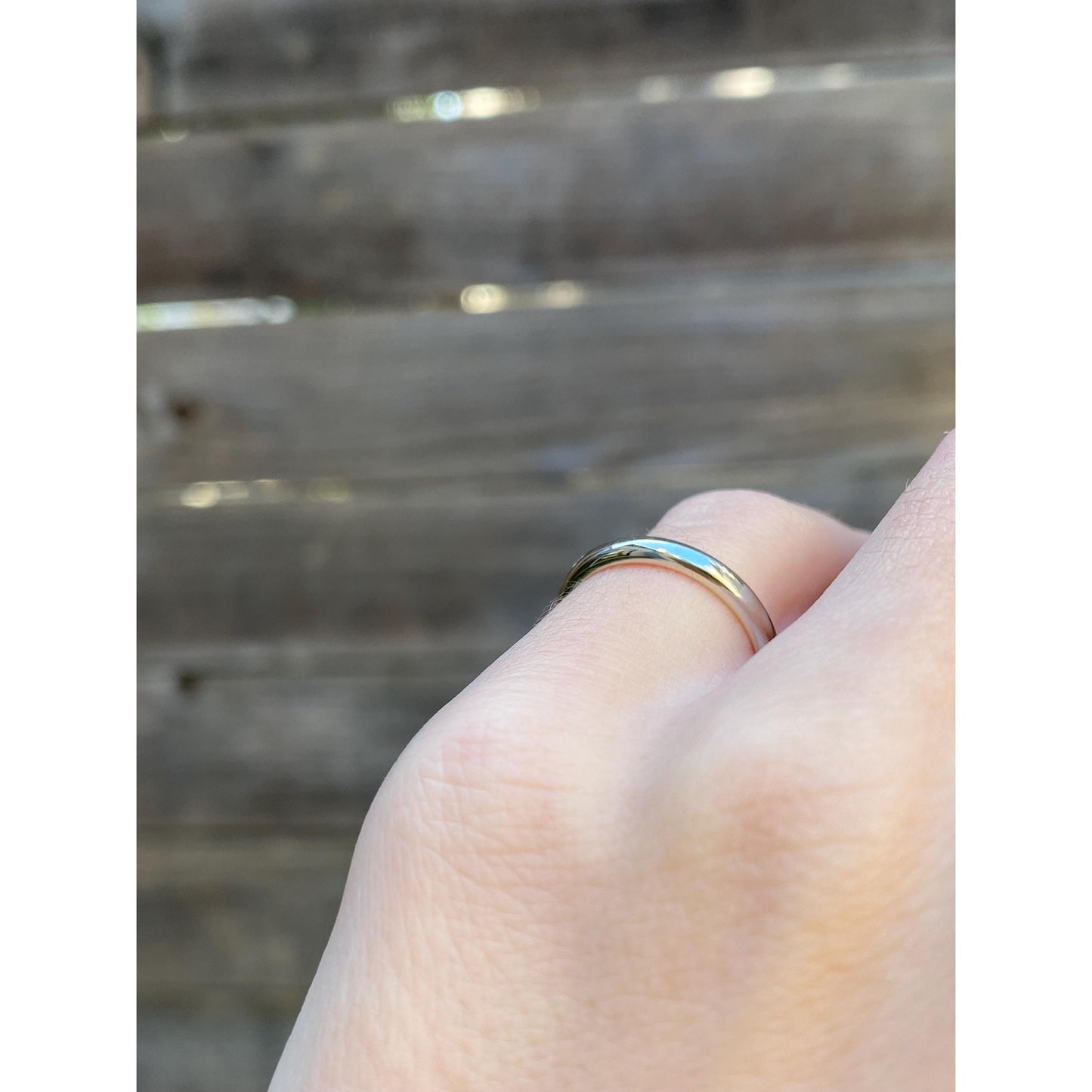 Vintage Solid 14k White Gold Slim Ring Band - Size 4.5