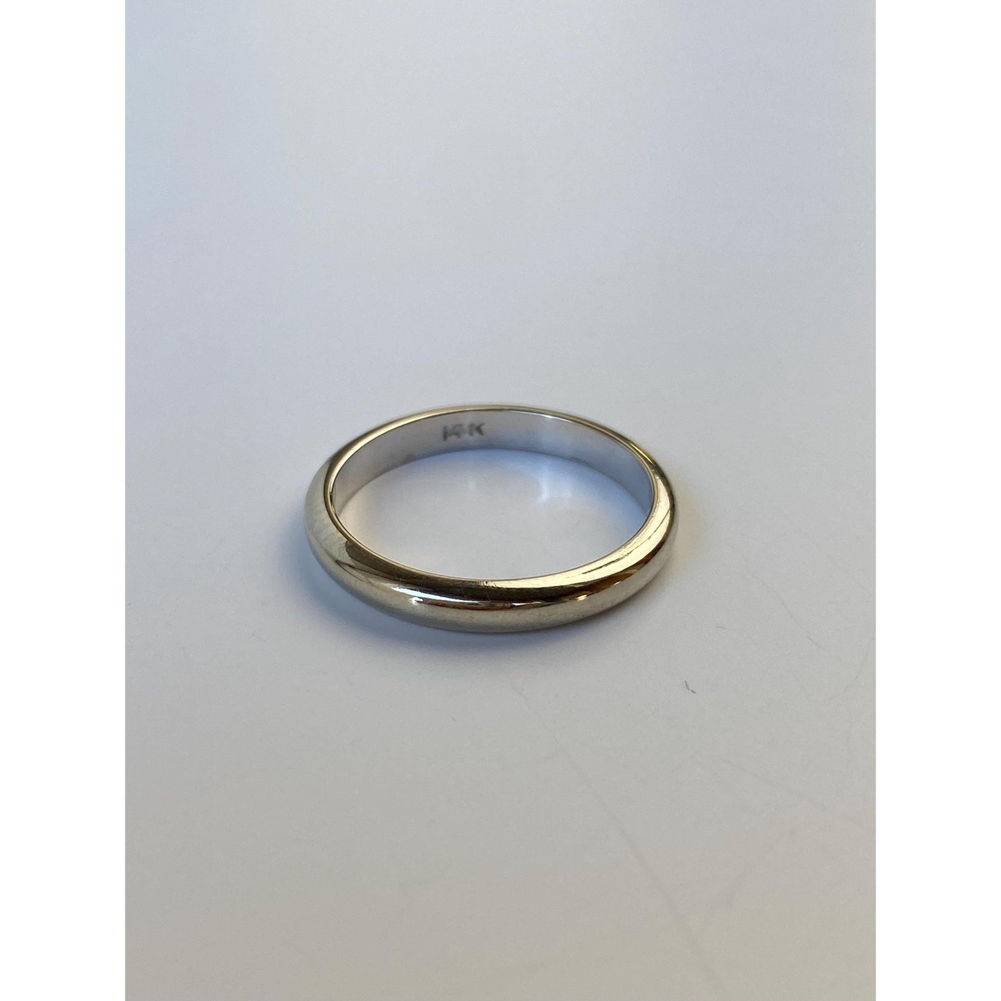 Vintage Solid 14k White Gold Slim Ring Band - Size 4.5