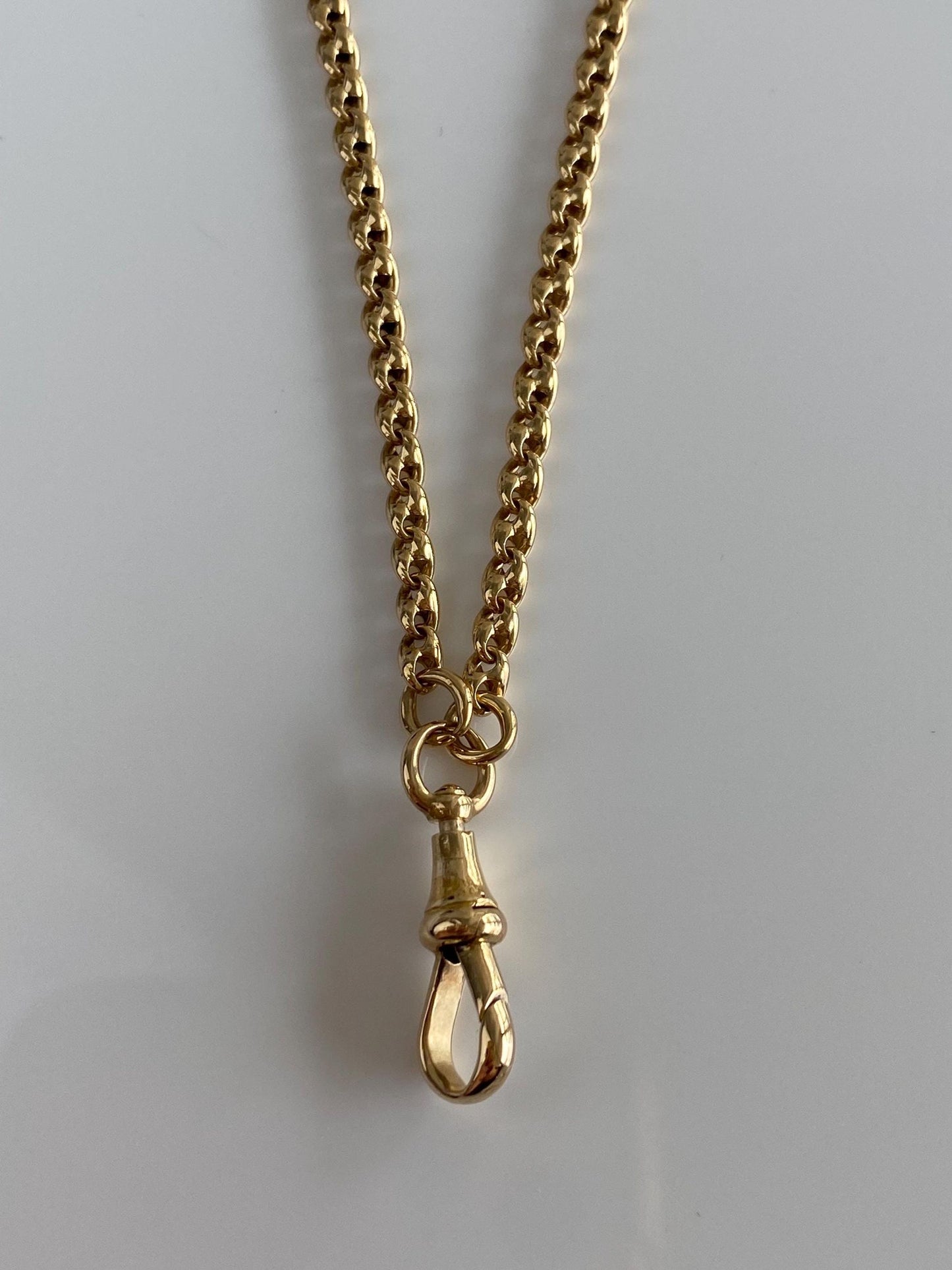 Vintage Solid 18k Yellow Gold Long Rounded Fancy Link Pocket Watch Chain Necklace - 34 inches