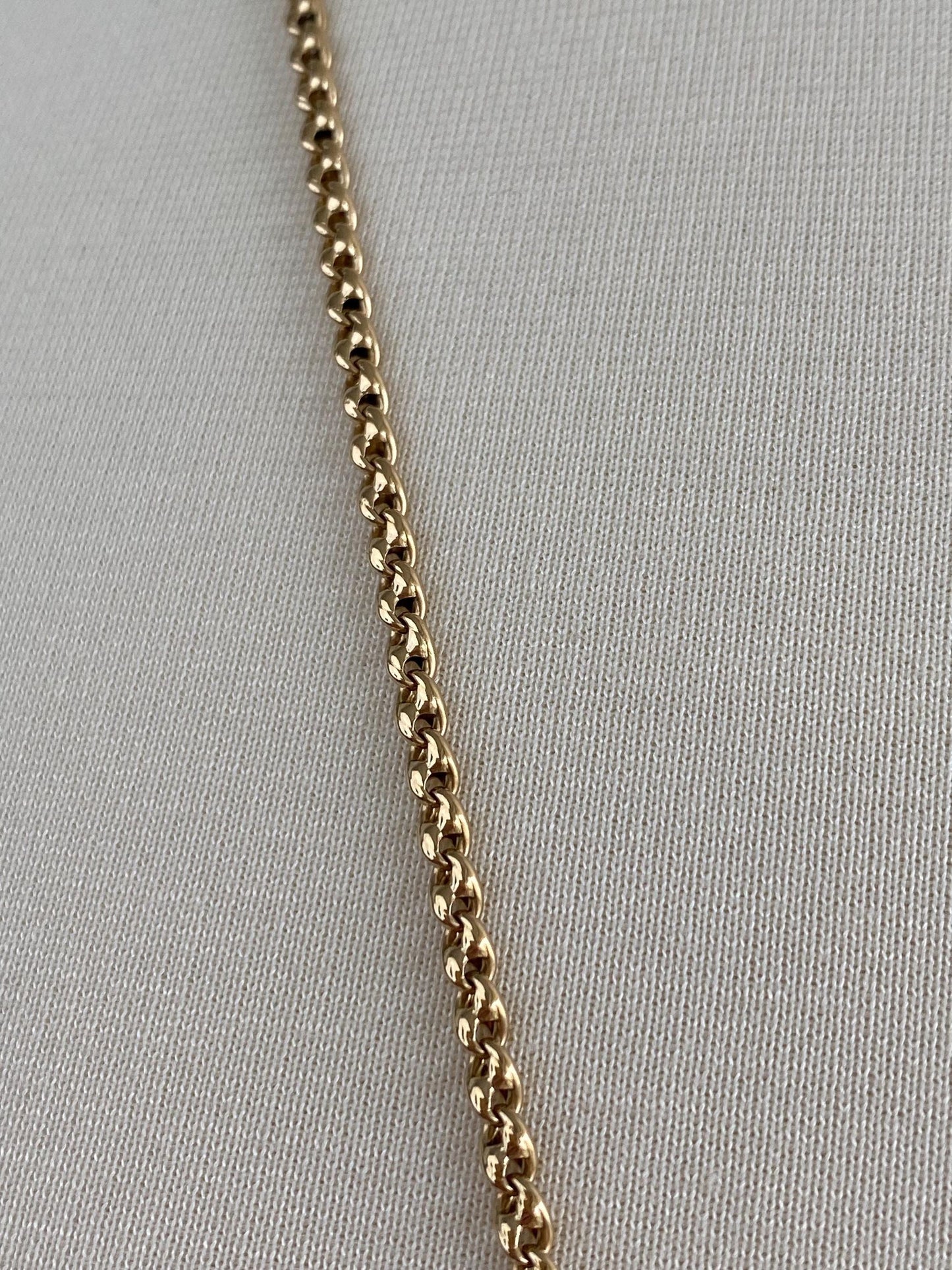Vintage Solid 18k Yellow Gold Long Rounded Fancy Link Pocket Watch Chain Necklace - 34 inches