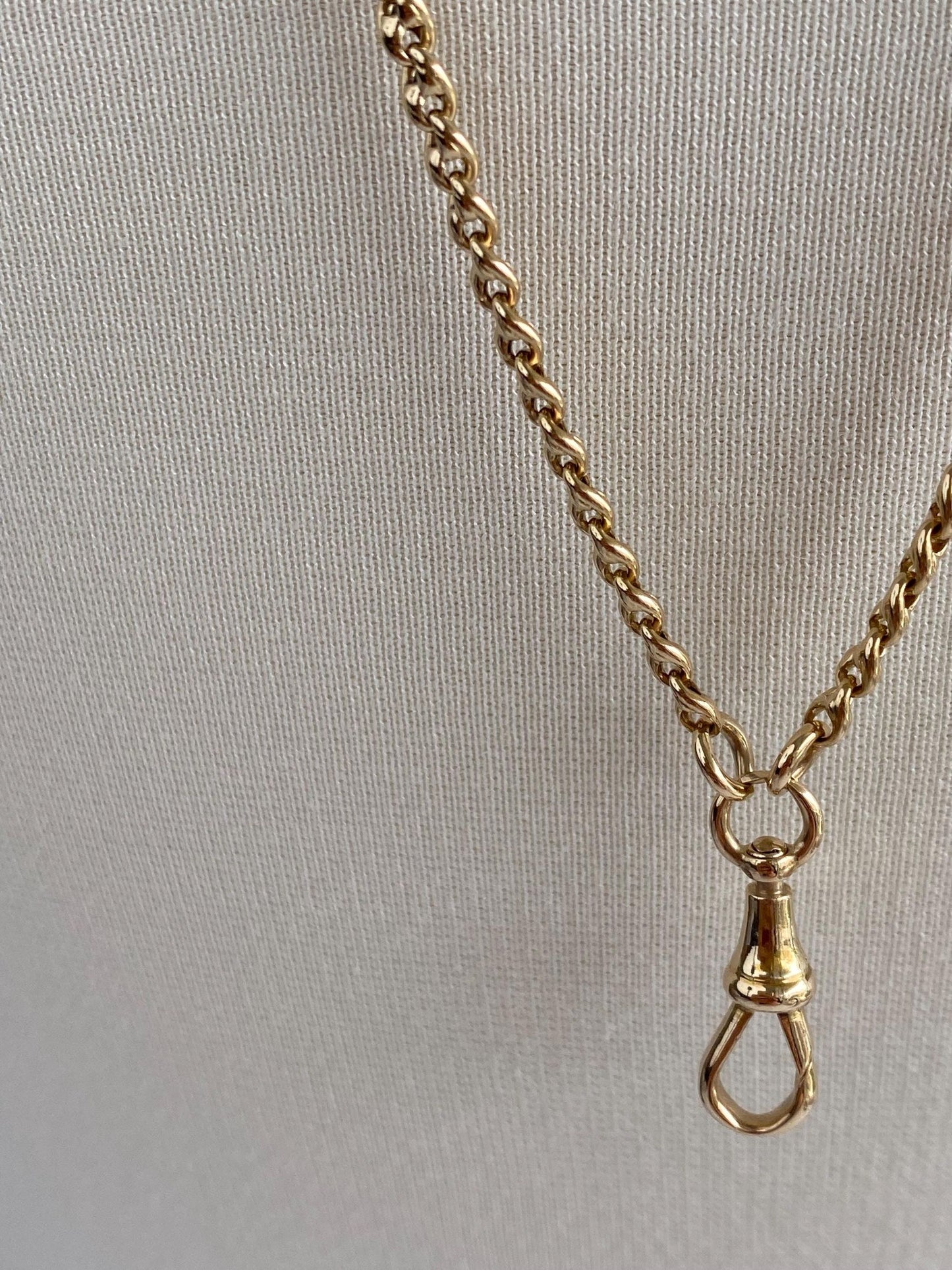 Vintage Solid 18k Yellow Gold Long Rounded Fancy Link Pocket Watch Chain Necklace - 34 inches