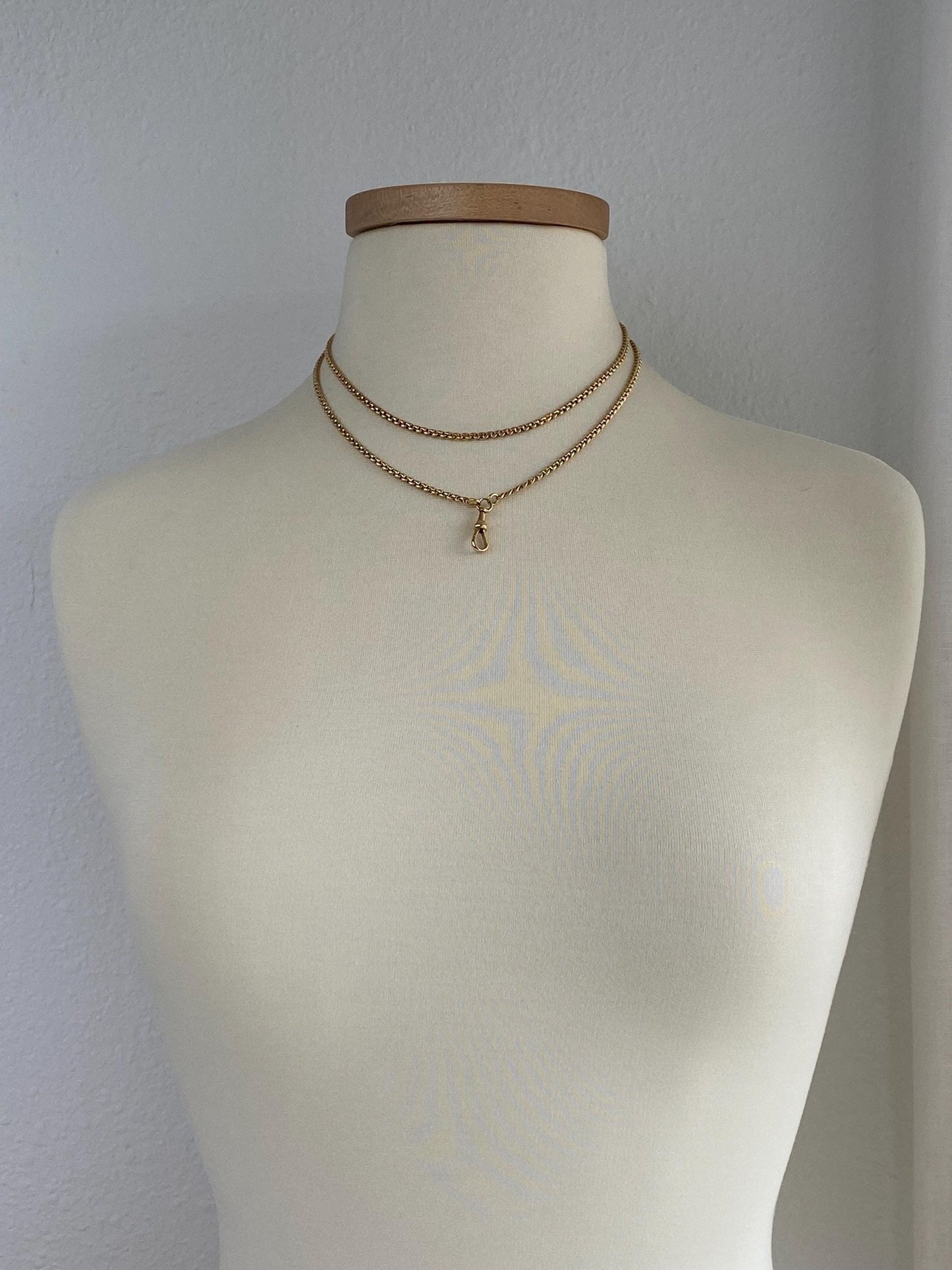 Vintage Solid 18k Yellow Gold Long Rounded Fancy Link Pocket Watch Chain Necklace - 34 inches