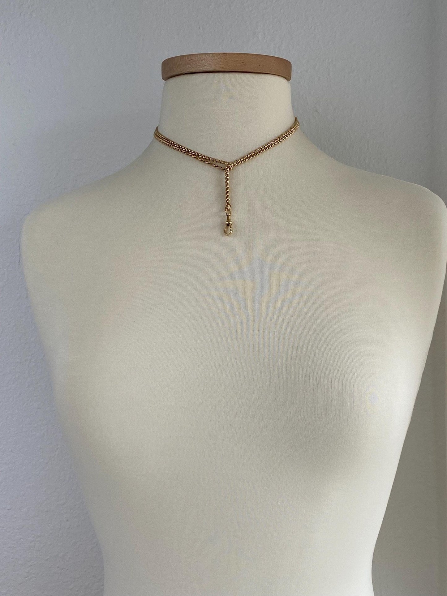 Vintage Solid 18k Yellow Gold Long Rounded Fancy Link Pocket Watch Chain Necklace - 34 inches