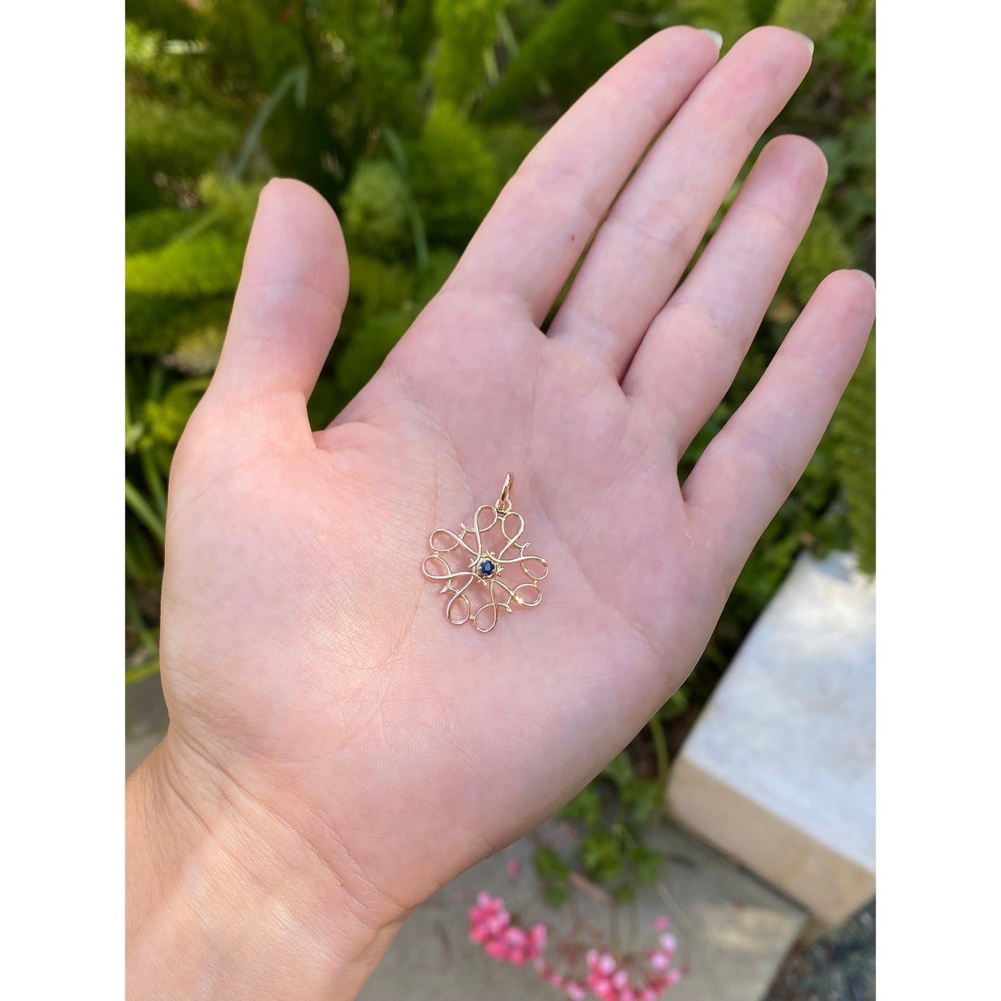 Vintage Solid 10k Yellow Gold Sapphire Charm