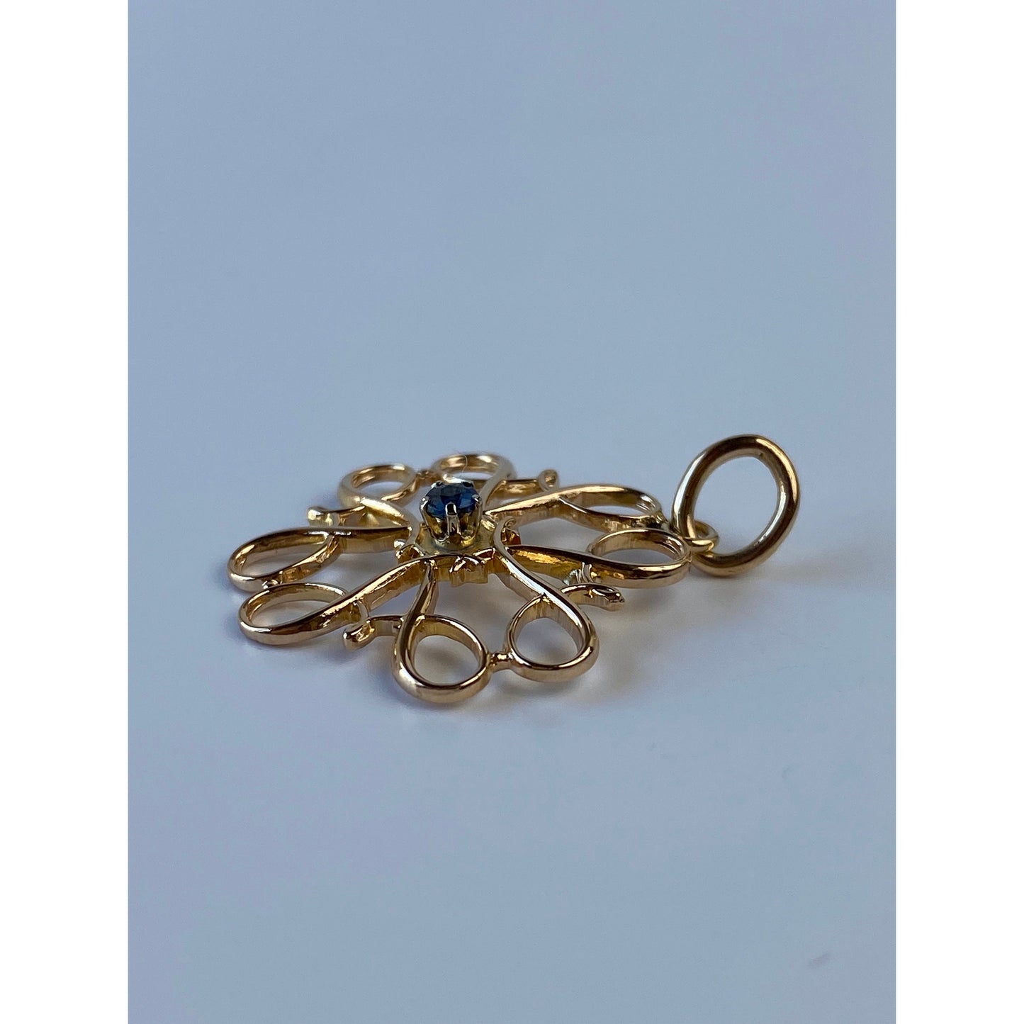 Vintage Solid 10k Yellow Gold Sapphire Charm