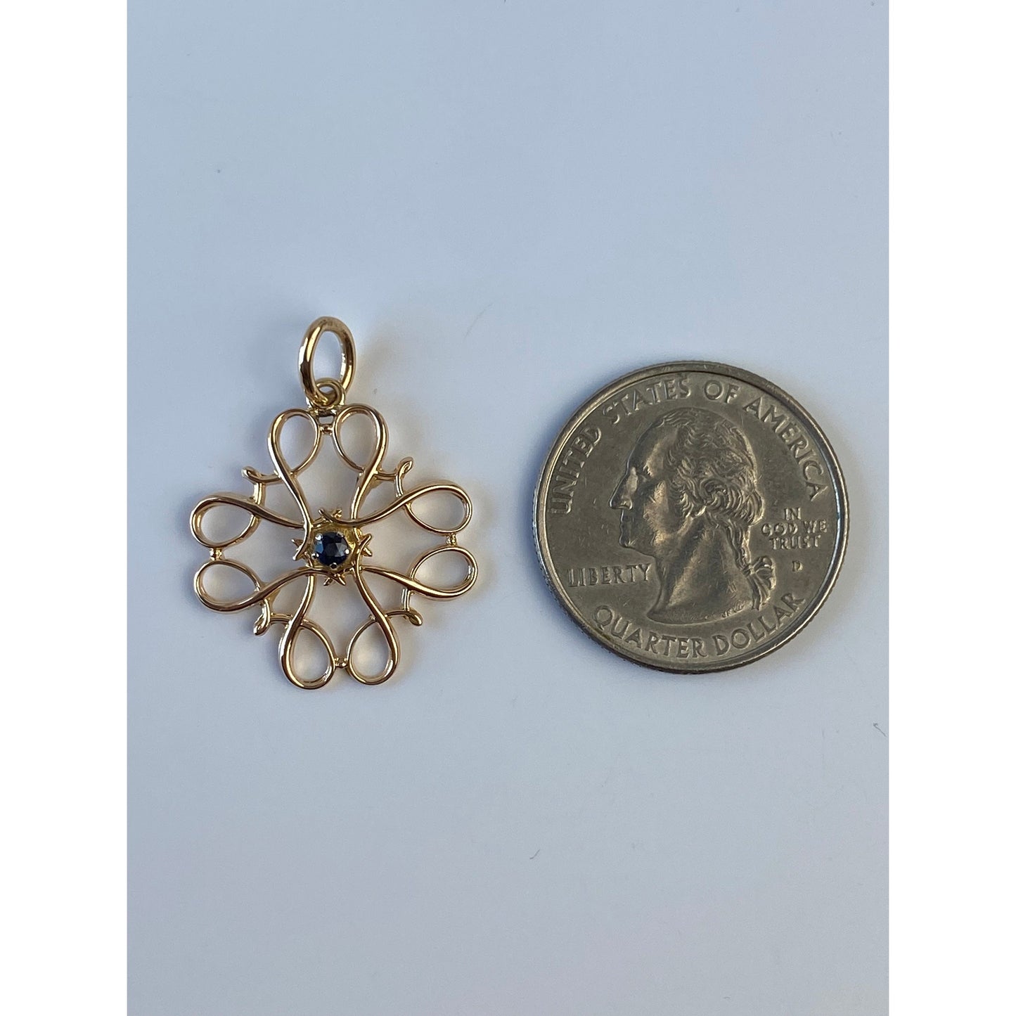 Vintage Solid 10k Yellow Gold Sapphire Charm