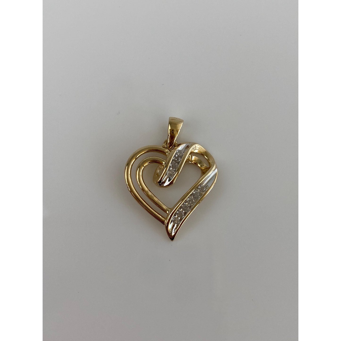 Vintage Solid 10k Yellow Gold Diamond Heart Charm