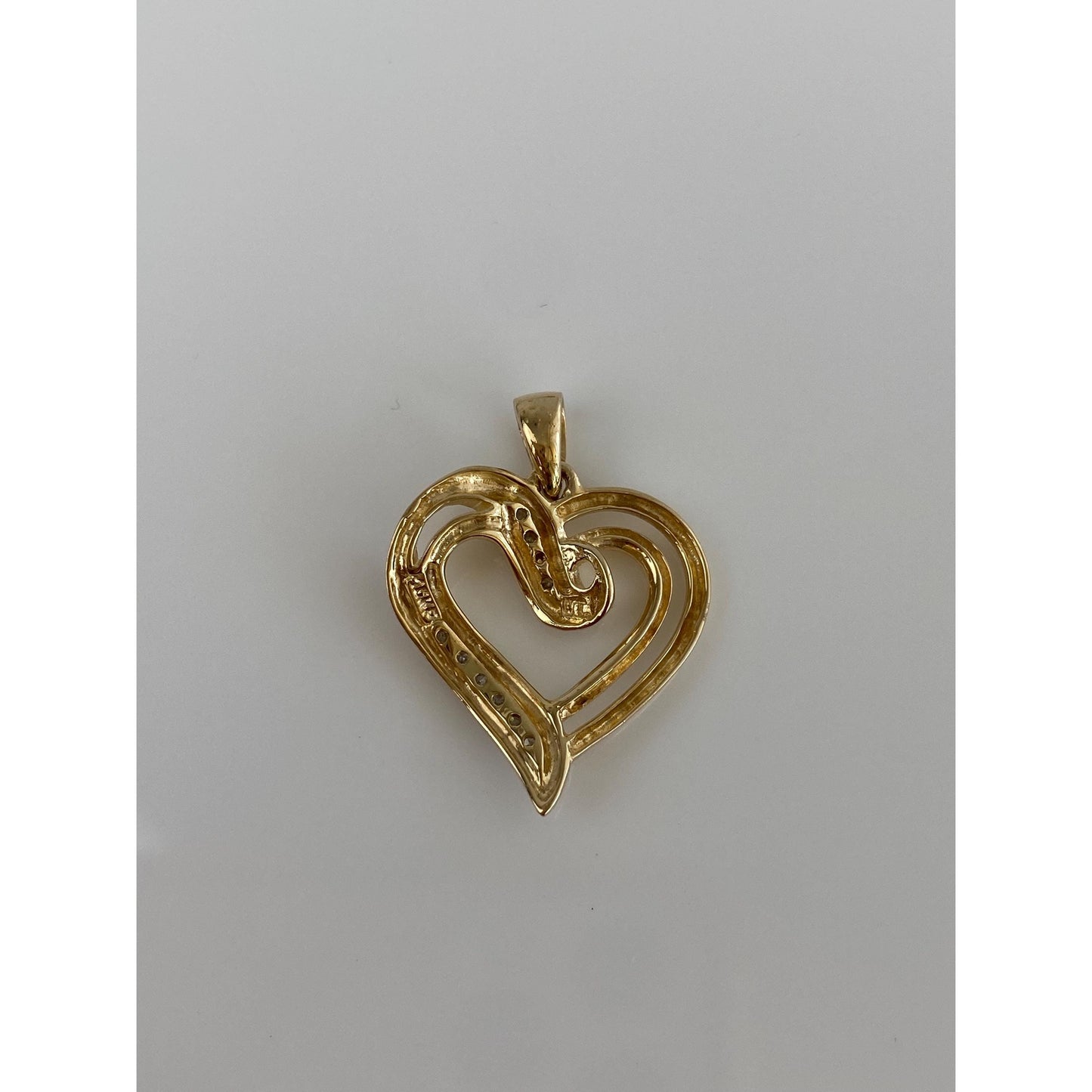 Vintage Solid 10k Yellow Gold Diamond Heart Charm
