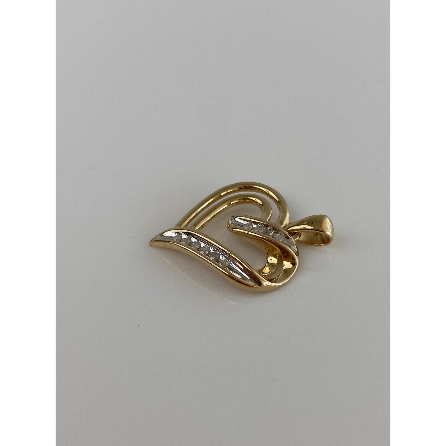 Vintage Solid 10k Yellow Gold Diamond Heart Charm