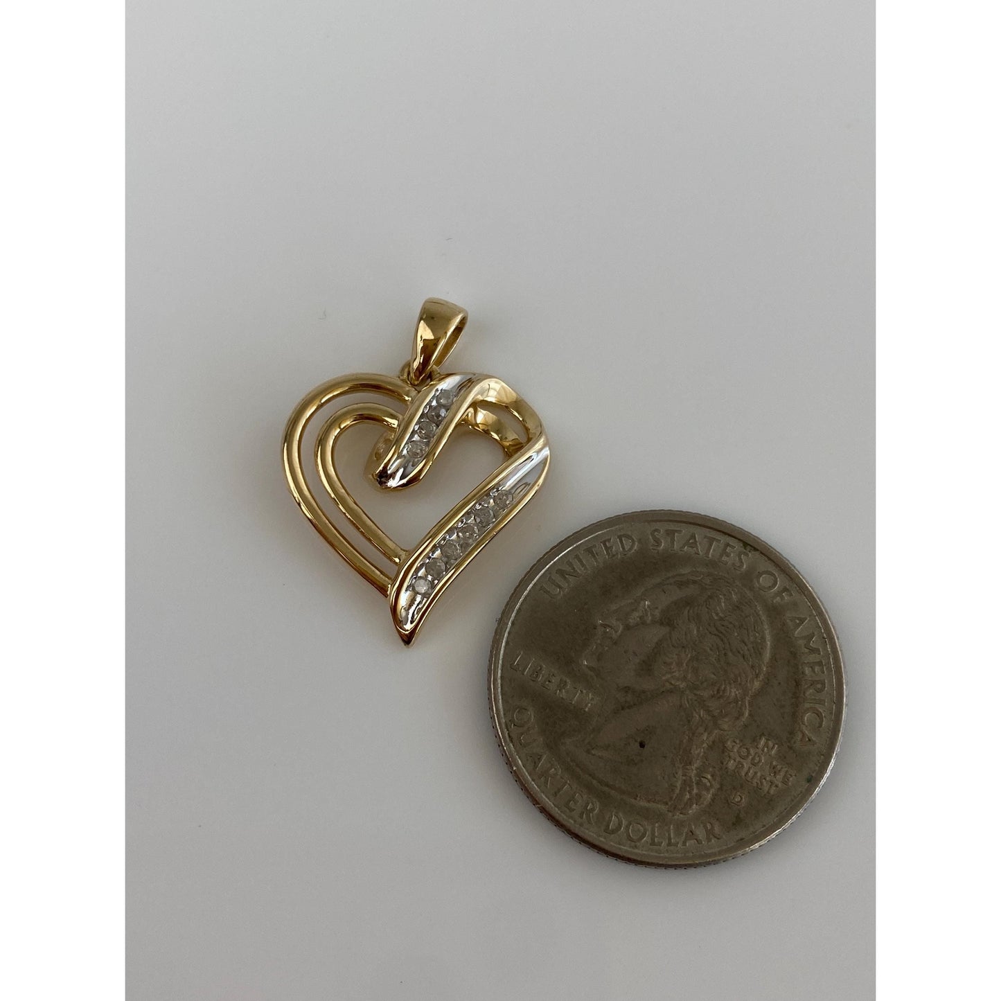 Vintage Solid 10k Yellow Gold Diamond Heart Charm