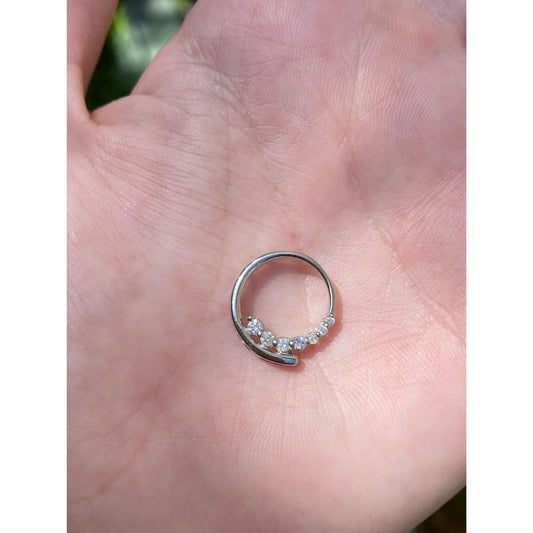 Vintage Solid 10k White Gold Diamond Slide Charm