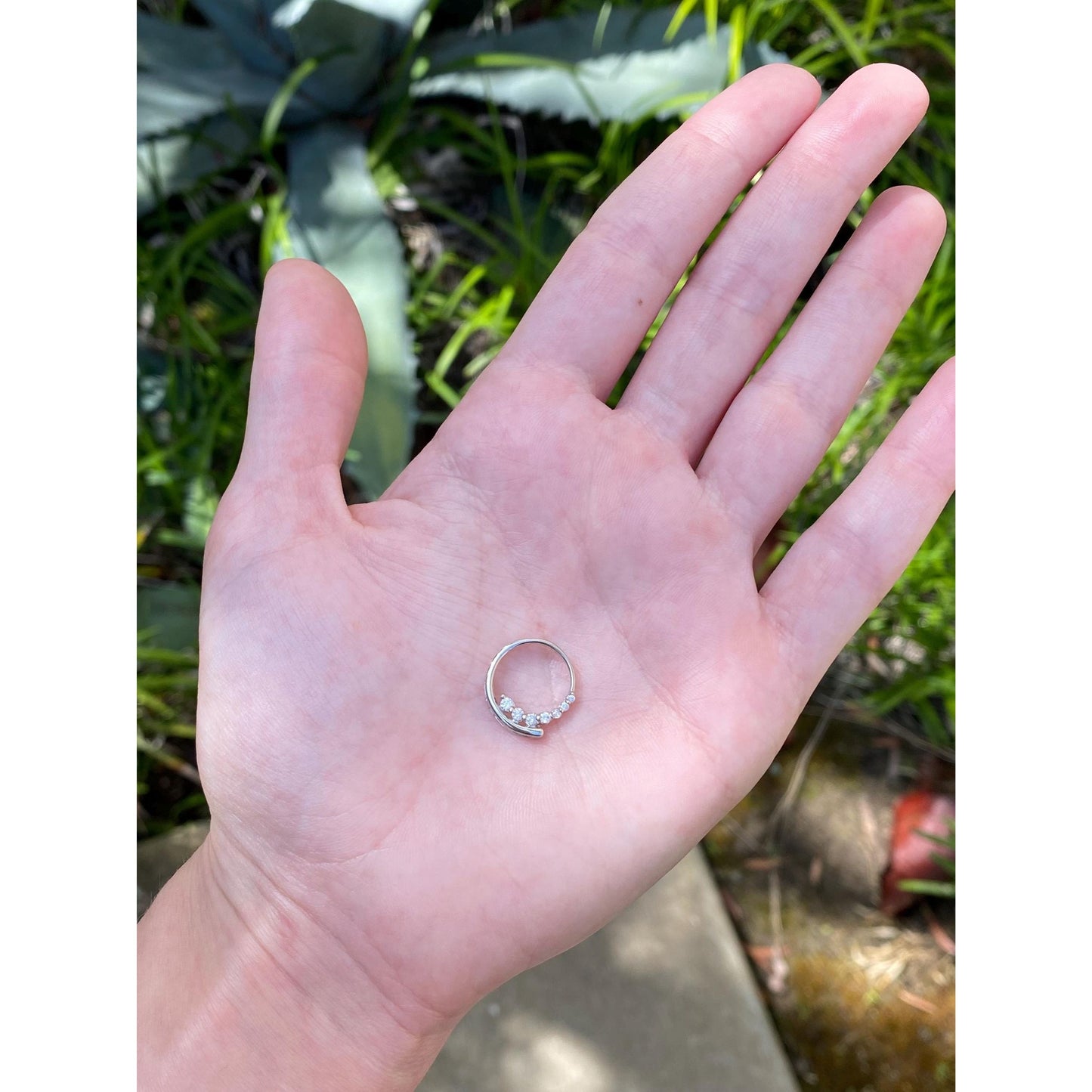 Vintage Solid 10k White Gold Diamond Slide Charm