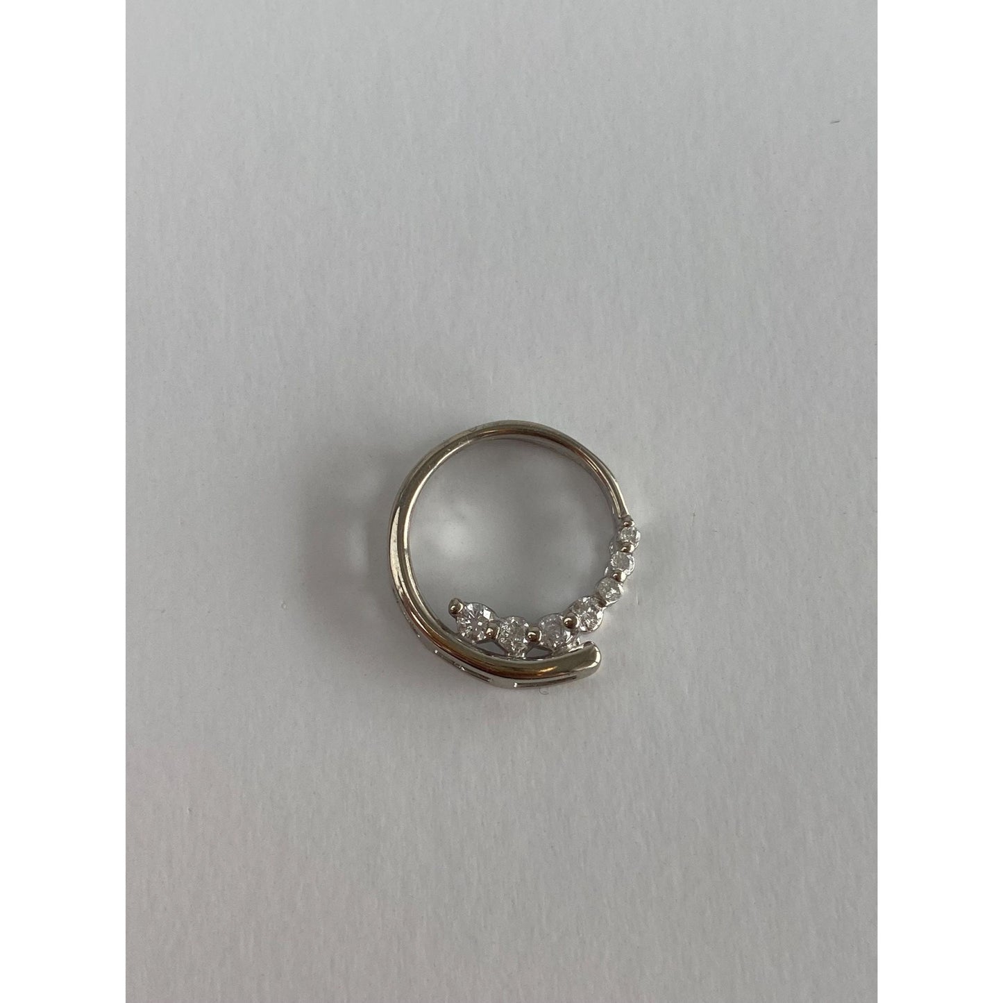 Vintage Solid 10k White Gold Diamond Slide Charm